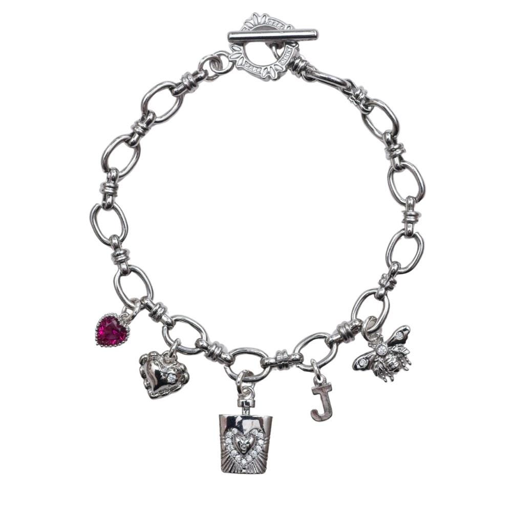 Personalised Charm Bracelet: Stainless Steel Chain, Custom Birthstones