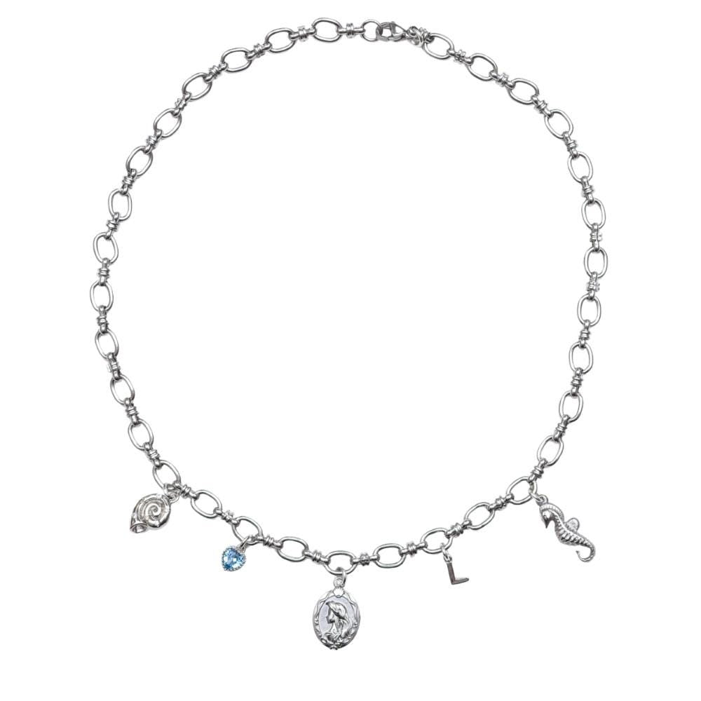 Personalised Mermaid Necklace: Ammonite, Birthstone & Letter Charms