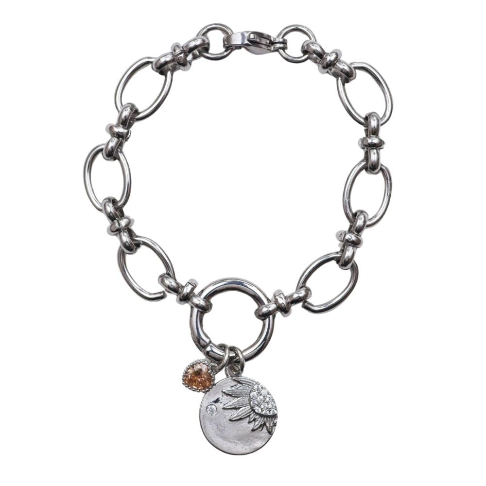 Sunflower spirit bracelet, personalised gift, birthstone charm, summer jewellery, flower gift for her, floral accessory,