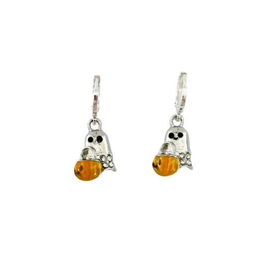Ghost Charm Earrings with Pumpkin – Spooky Halloween Earrings