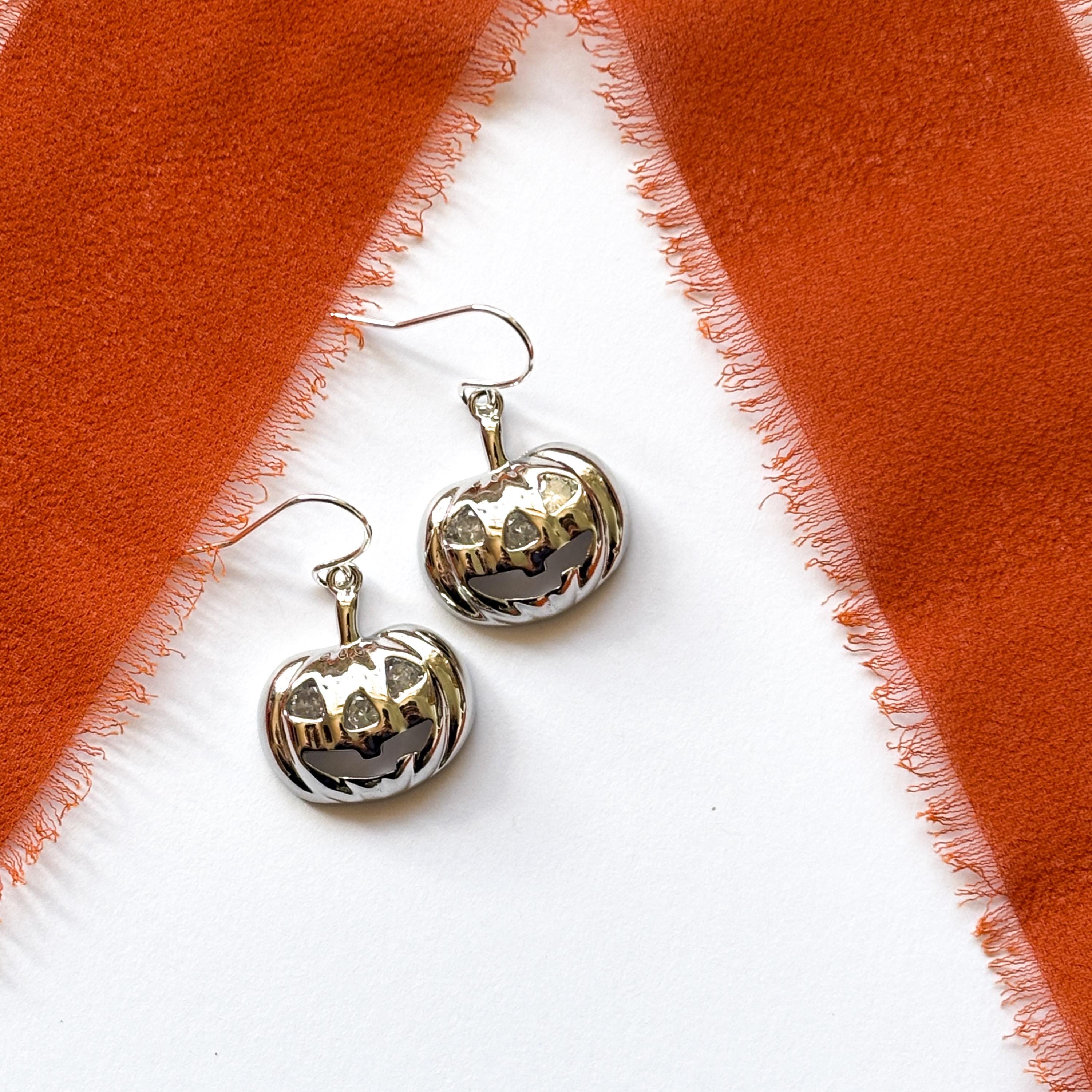 Pumpkin Earrings with Crystal Eye Halloween Dangle Earrings