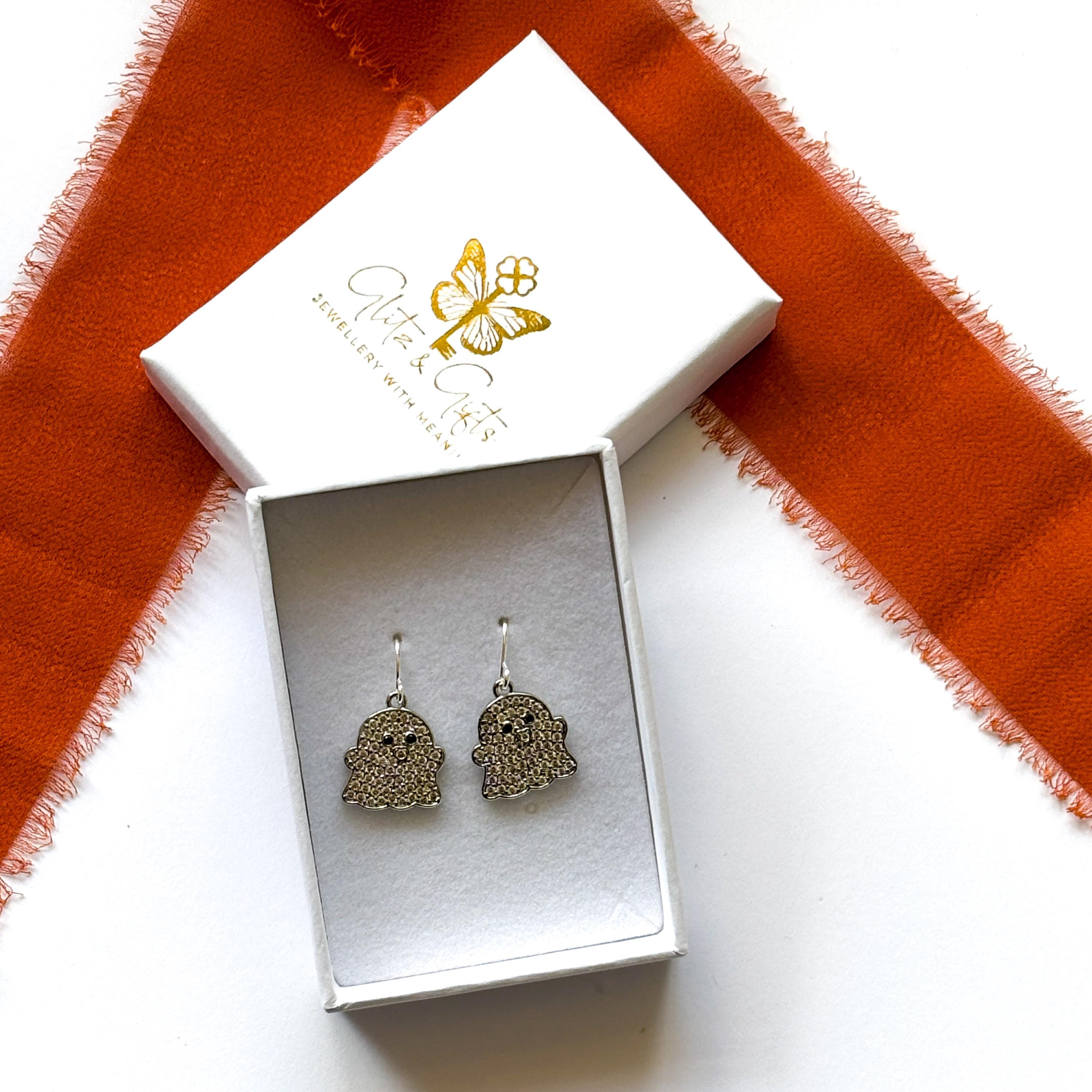 CZ Ghost Earrings: Spooky Halloween Charm Jewellery