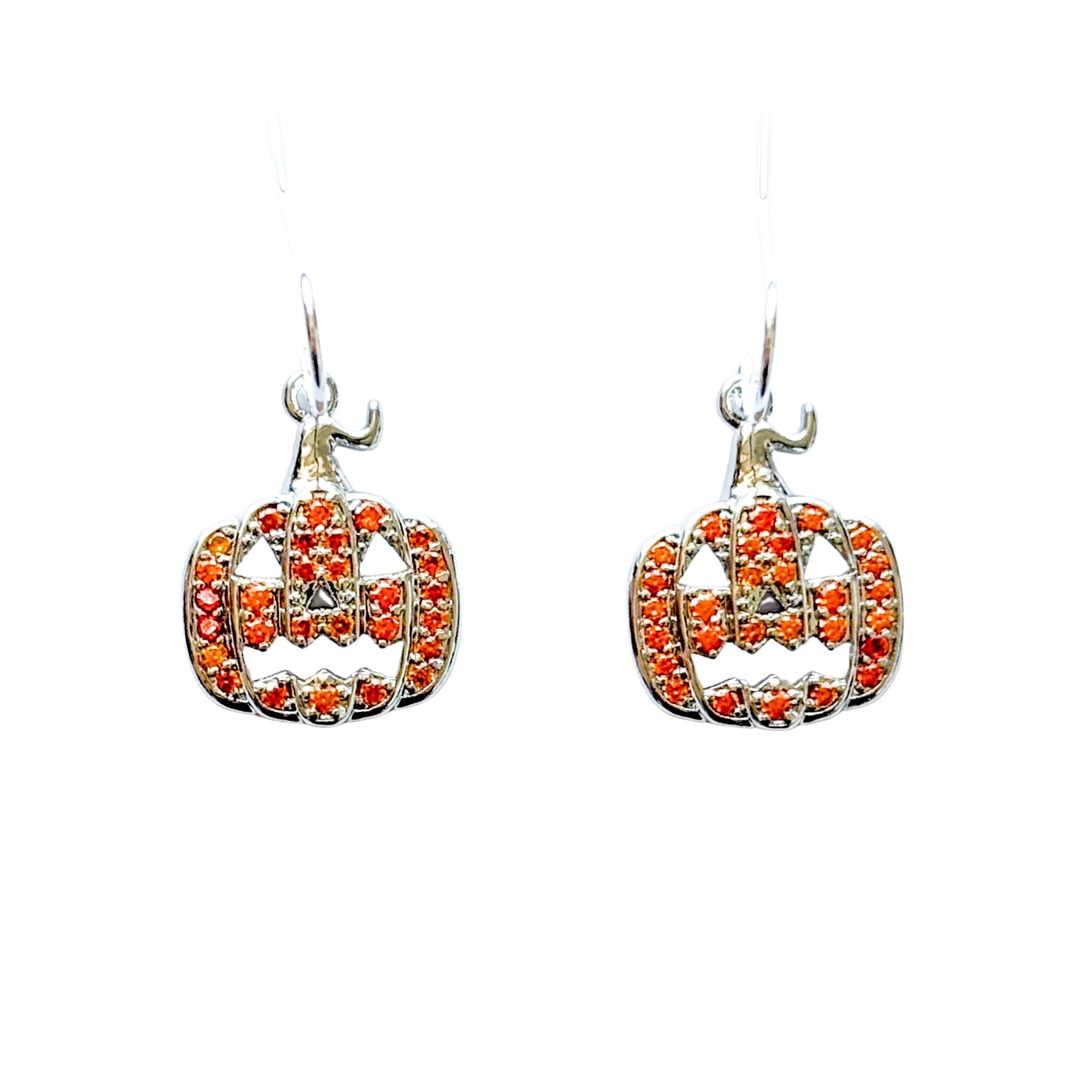 CZ Orange Pumpkin Earrings: Sparkly Halloween Jewellery