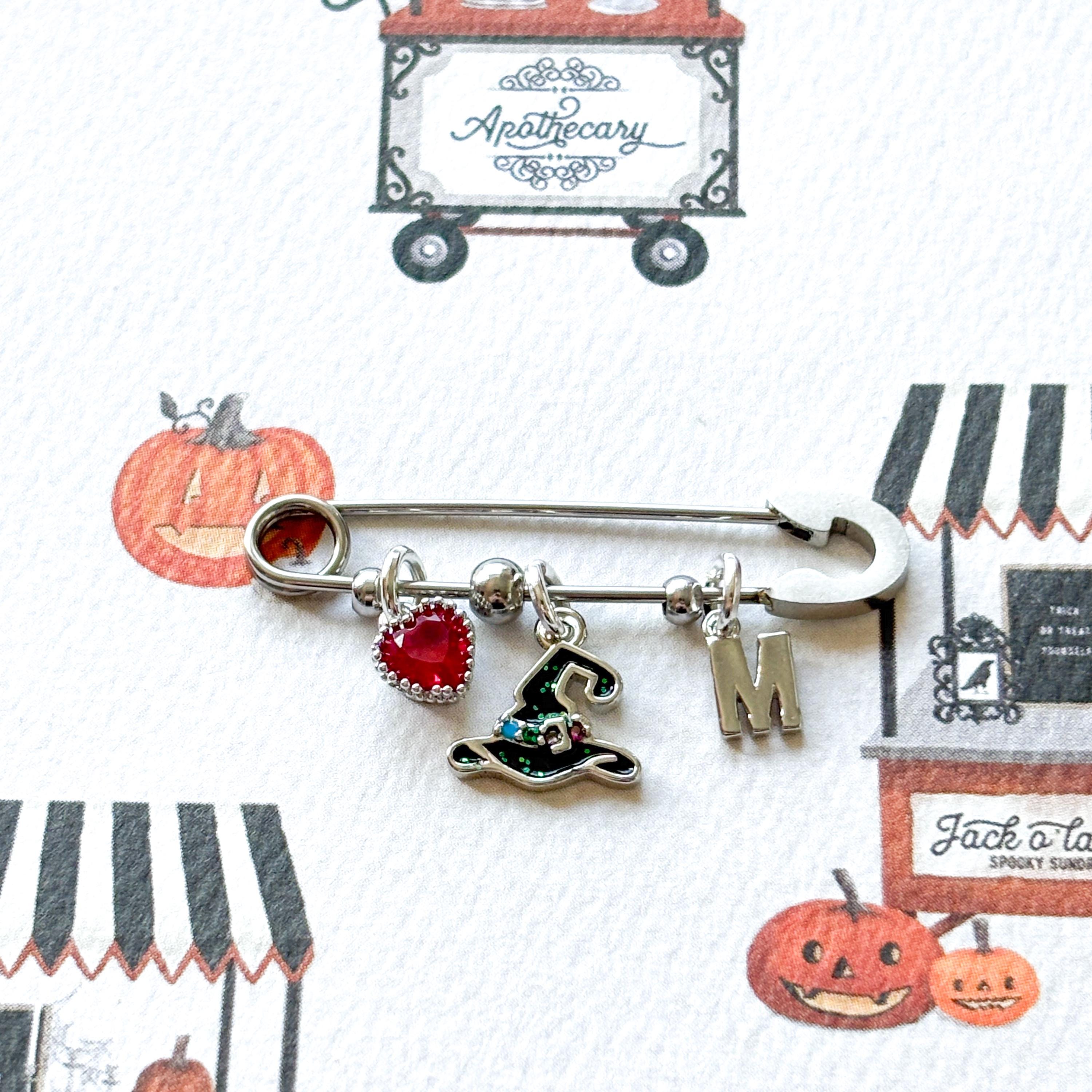 Halloween Witch Hat Brooch, Spooky Costume Accessory, Gothic Pin, Witchy Gift, Halloween Jewellery