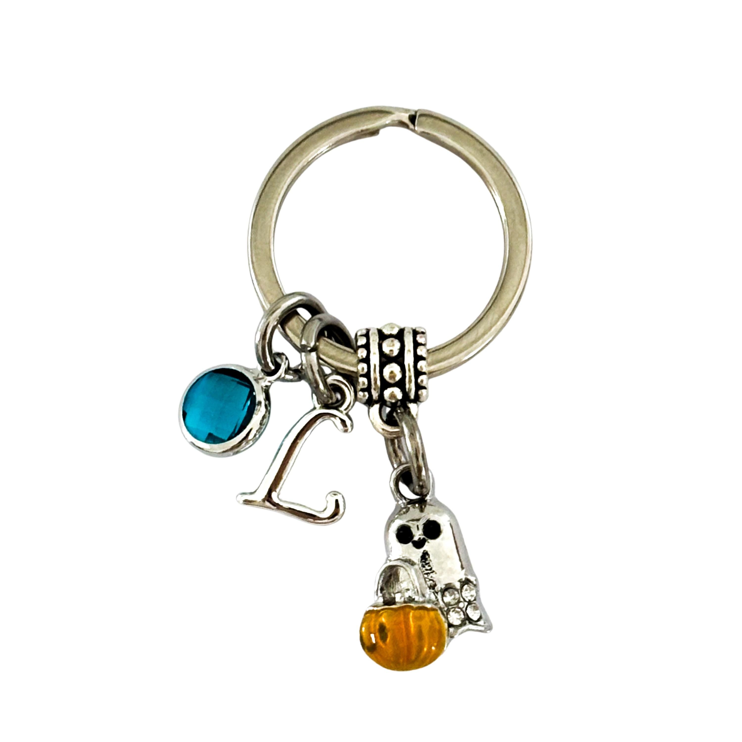 Ghost Charm Keyring with Pumpkin Bag – Spooky Halloween Keychain