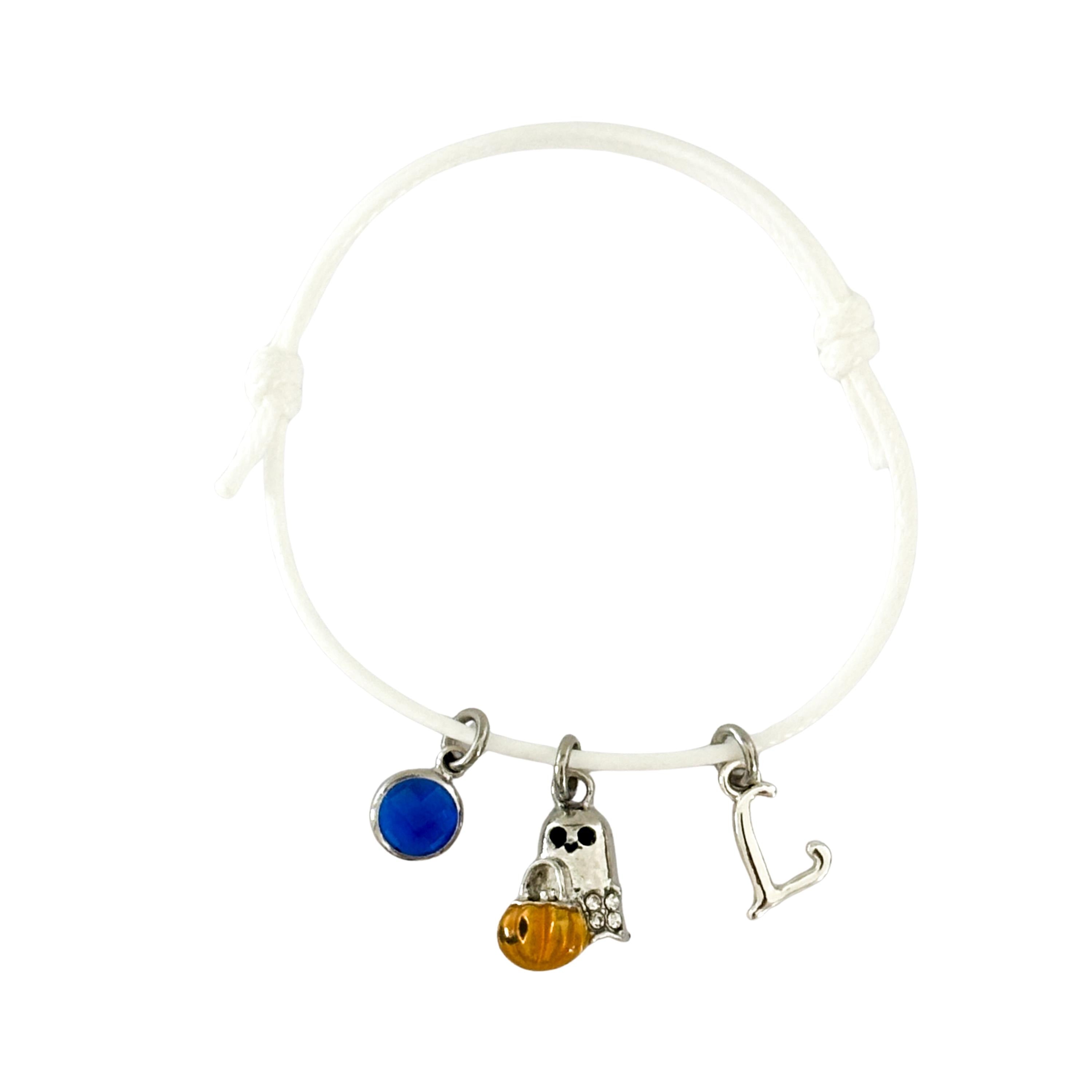 Ghost Charm Adjustable Cord Bracelet with Pumpkin Bag – Cute Halloween Bracelet