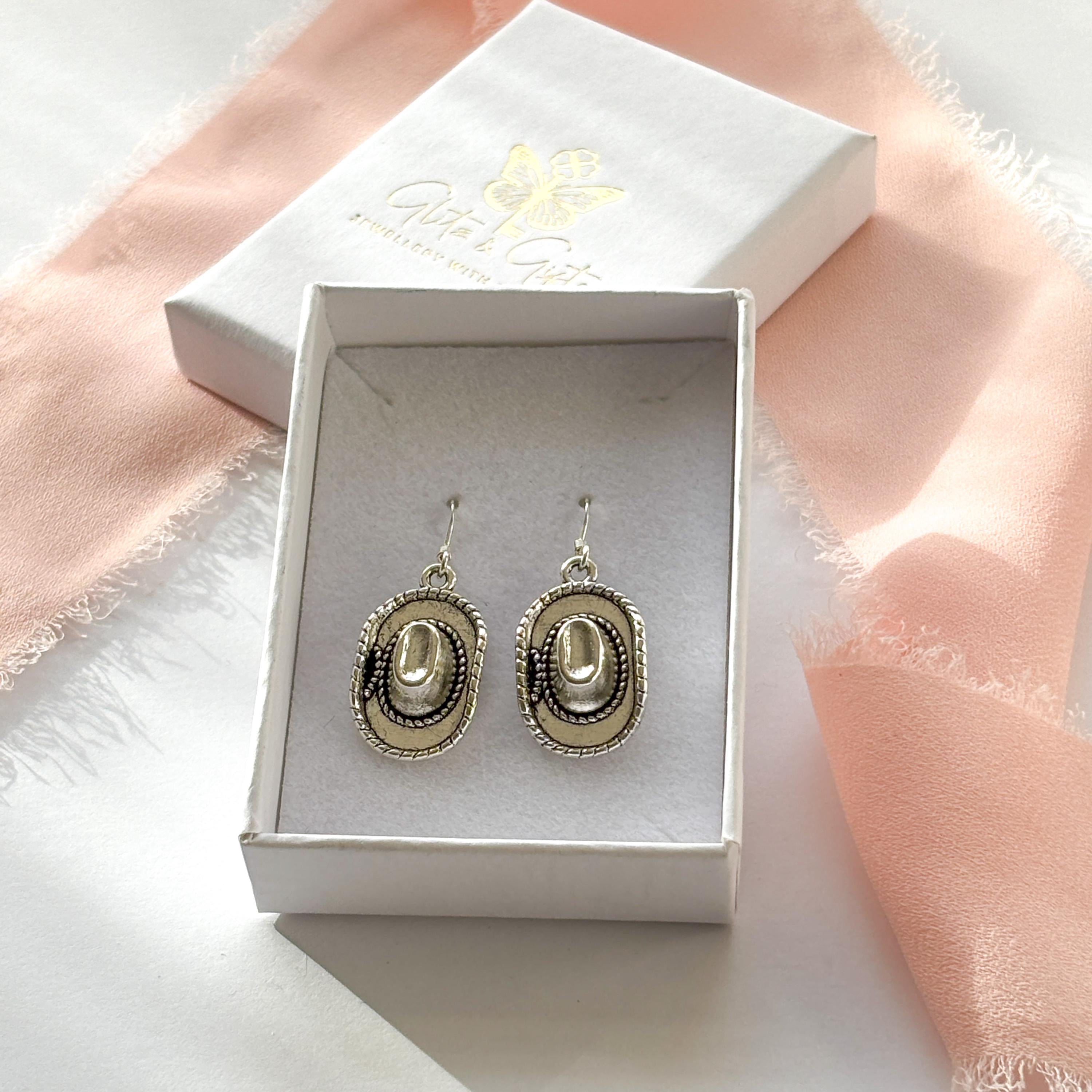 Cowboy Hat Earrings: Western Rodeo Charm, Silver Plated or Sterling Silver