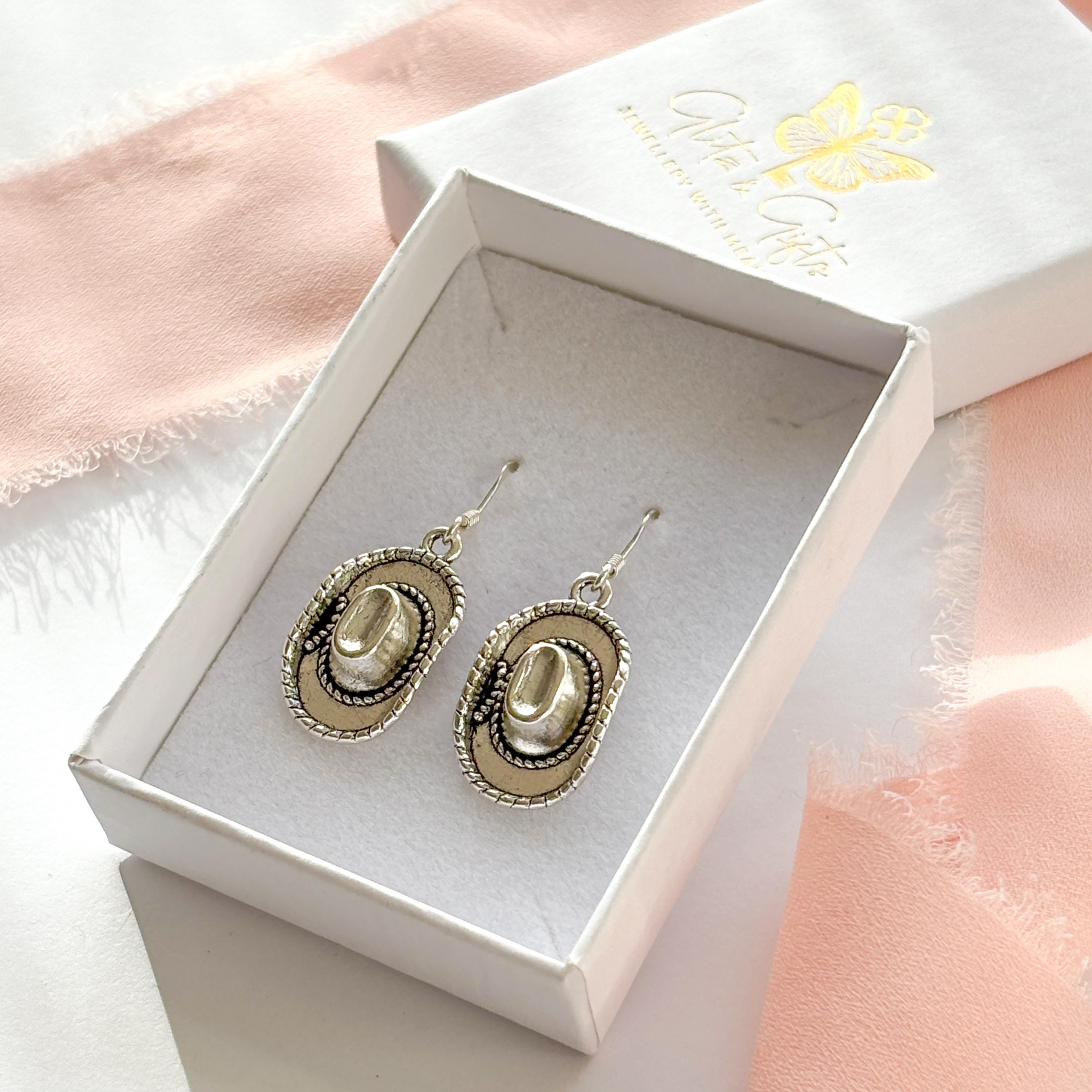 Cowboy Hat Earrings: Western Rodeo Charm, Silver Plated or Sterling Silver