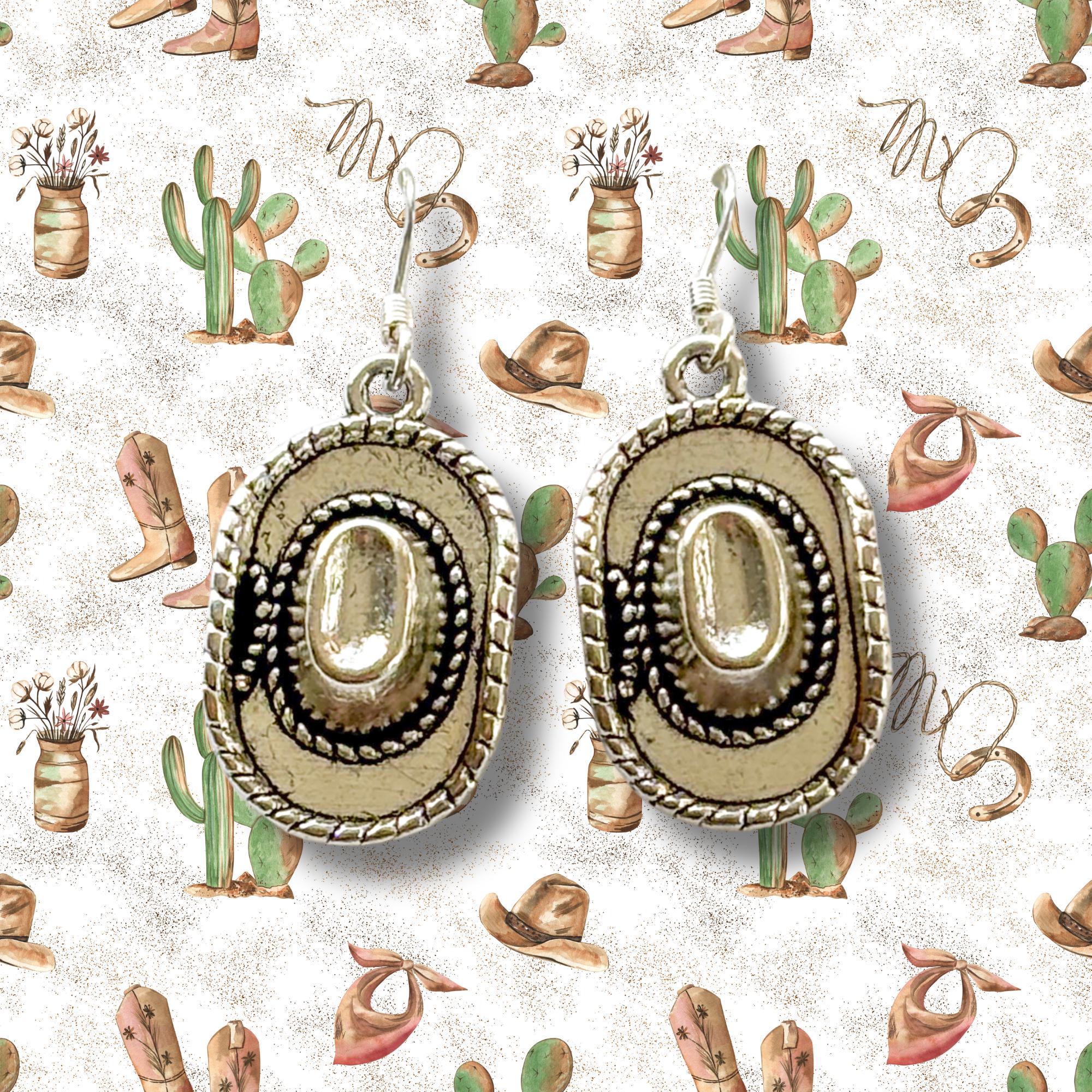 Cowboy Hat Earrings: Western Rodeo Charm, Silver Plated or Sterling Silver