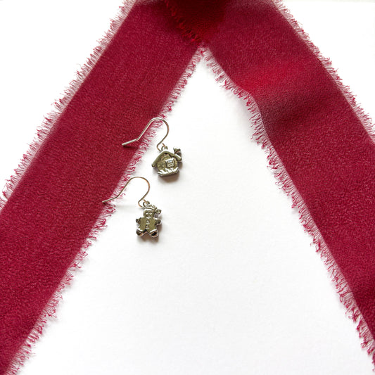 Mismatched Gingerbread Man & House Earrings, Christmas Earrings, Cute Festive Jewellery Gift