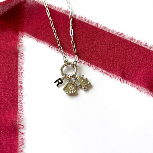 Personalised Gingerbread Christmas Necklace, Gingerbread Man & House, Paperclip Chain with Spring Ring Clasp, Personalised Gift