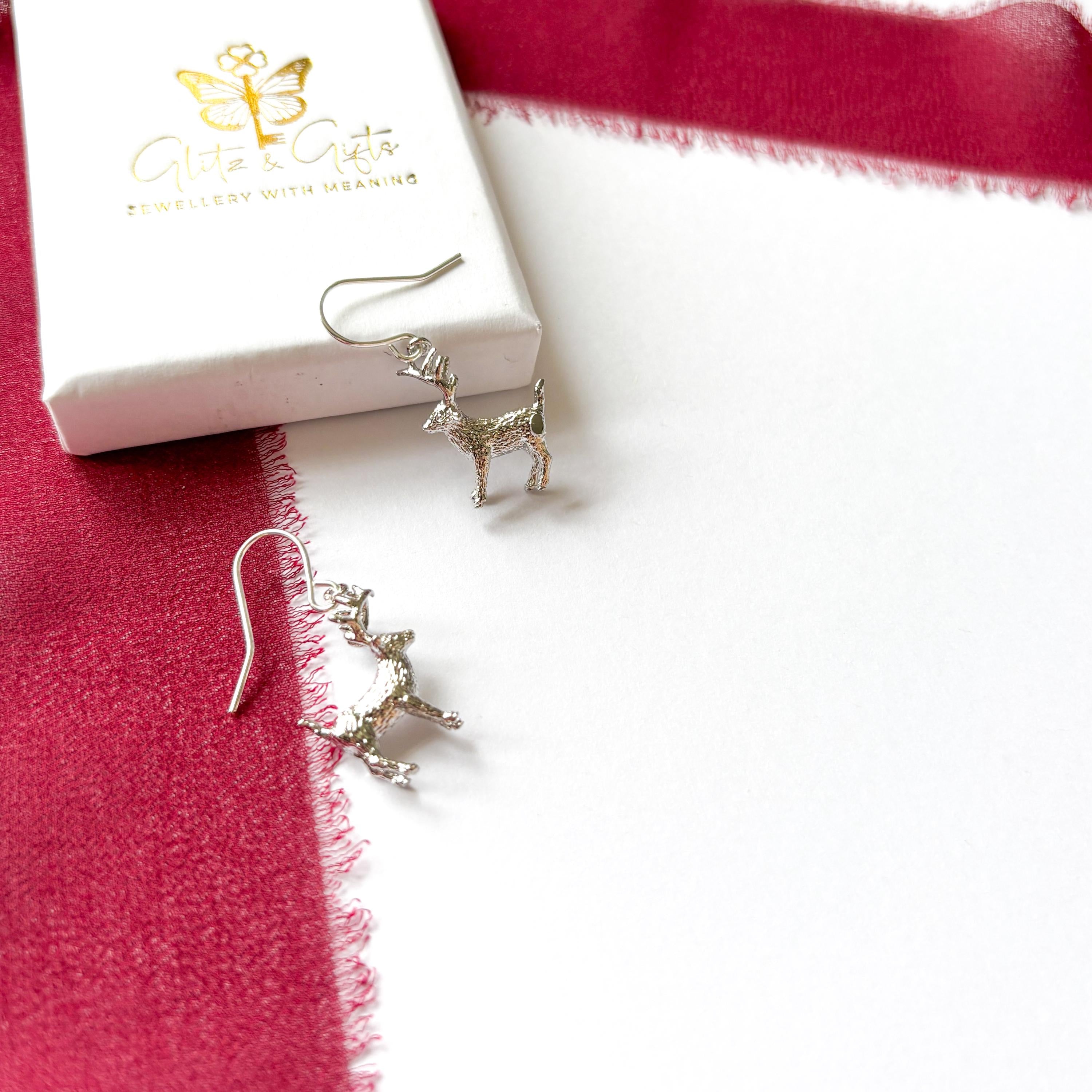 Reindeer Earrings, Christmas Jewellery, Festive Holiday Jewellery, Cute Winter Accessories Gift
