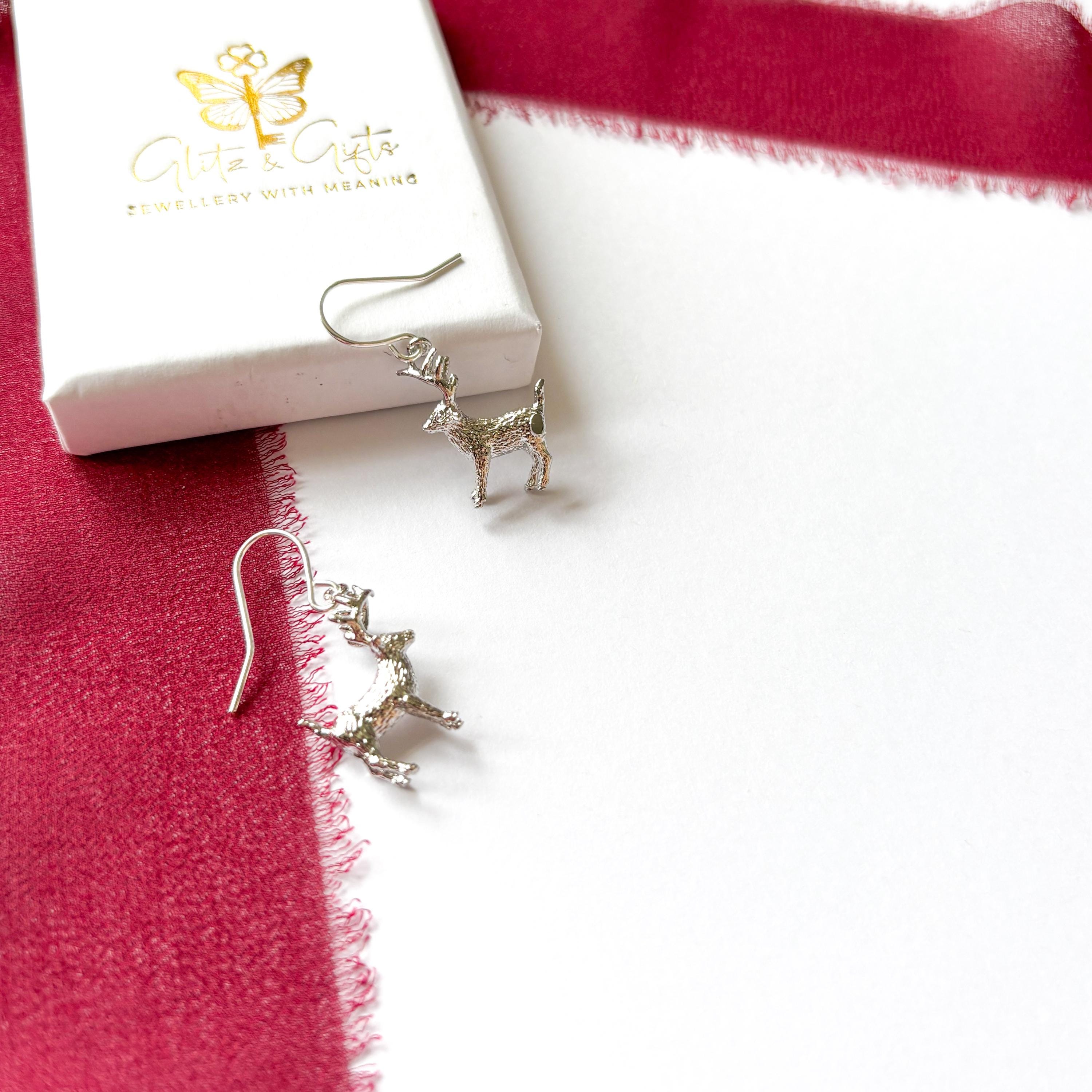 Reindeer Earrings, Christmas Jewellery, Festive Holiday Jewellery, Cute Winter Accessories Gift
