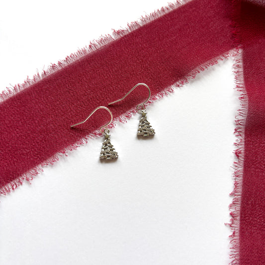 CZ Christmas Tree Earrings – Sparkly Festive Jewellery Gift for Her, Festive Dangle Earrings, Christmas Accessories
