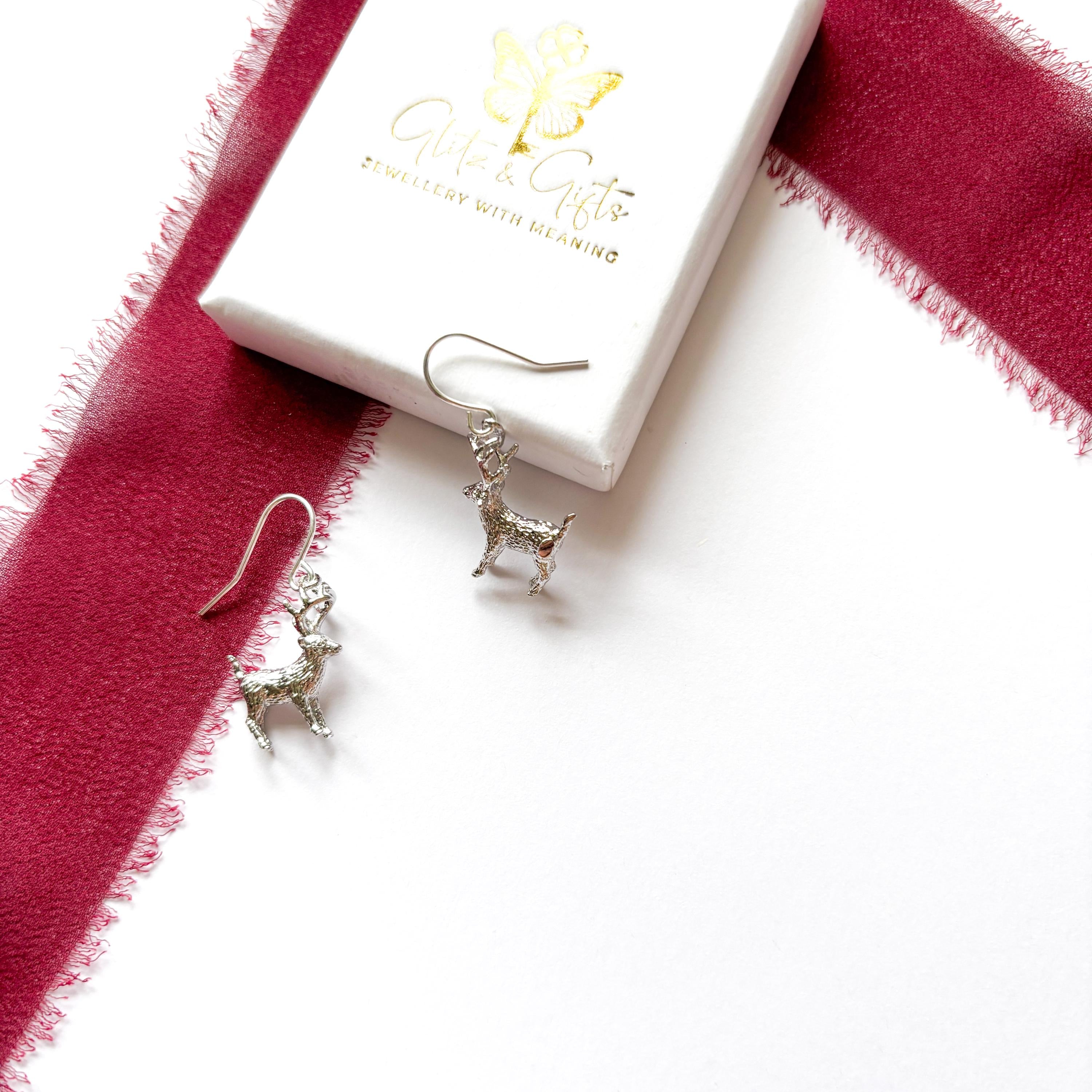 Reindeer Earrings, Christmas Jewellery, Festive Holiday Jewellery, Cute Winter Accessories Gift