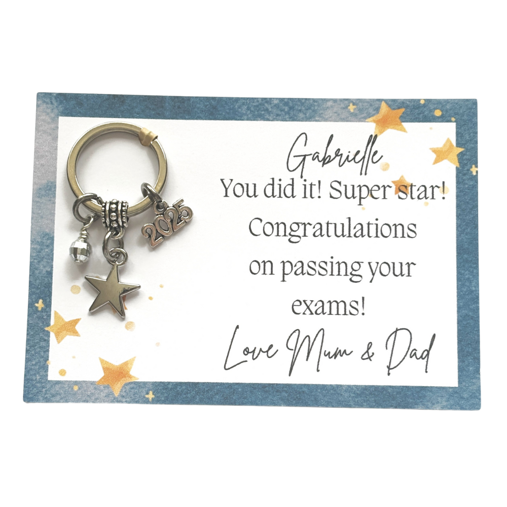 Super Star Keyring - 2025 Graduation or GCSE Gift Personalised