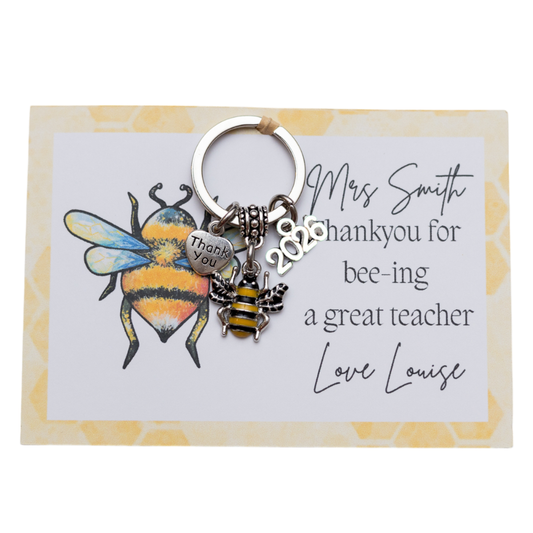 Teacher Bee Keyring Gift - 2026 teachers gift Personalised