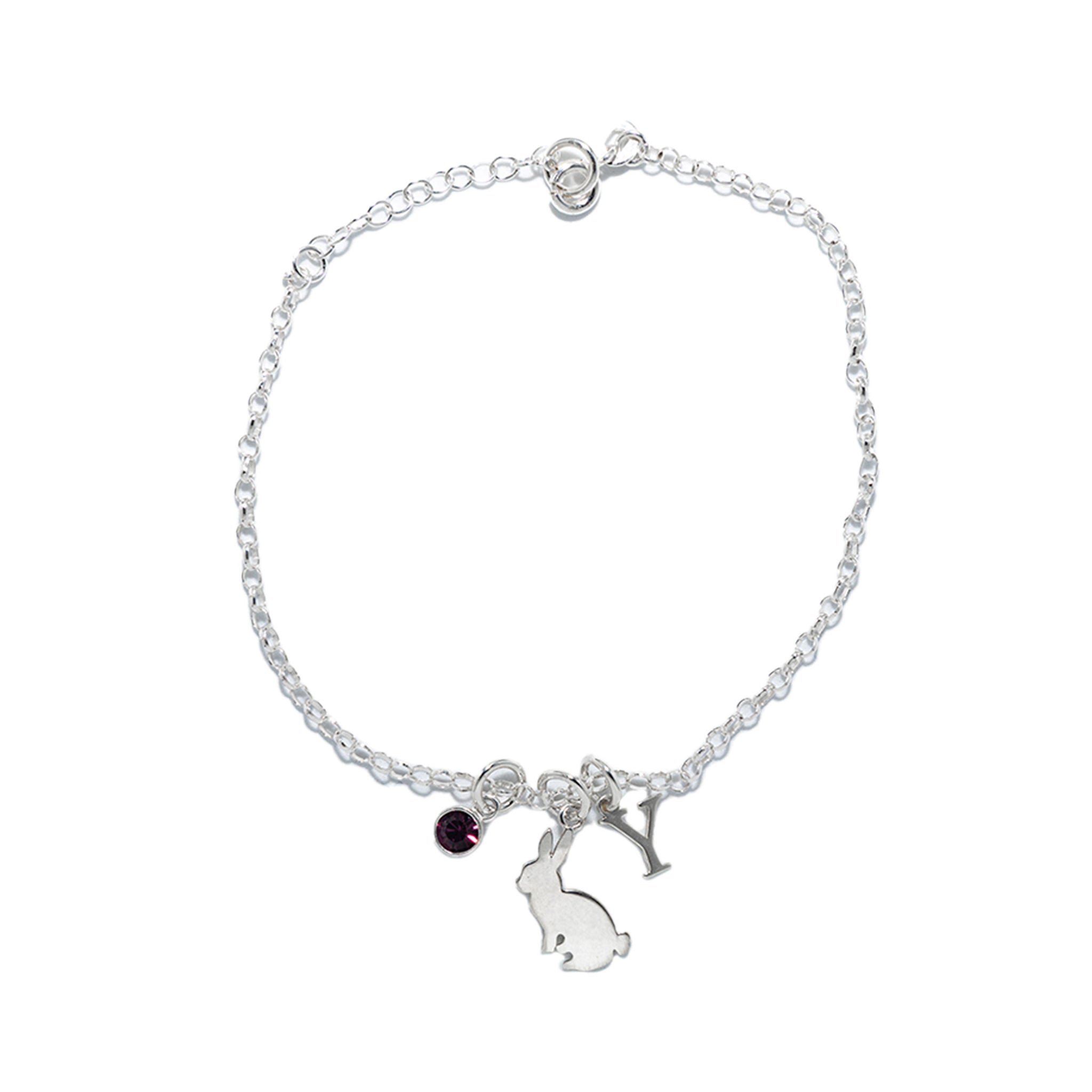 Sterling Silver Personalised Bunny Rabbit Bracelet