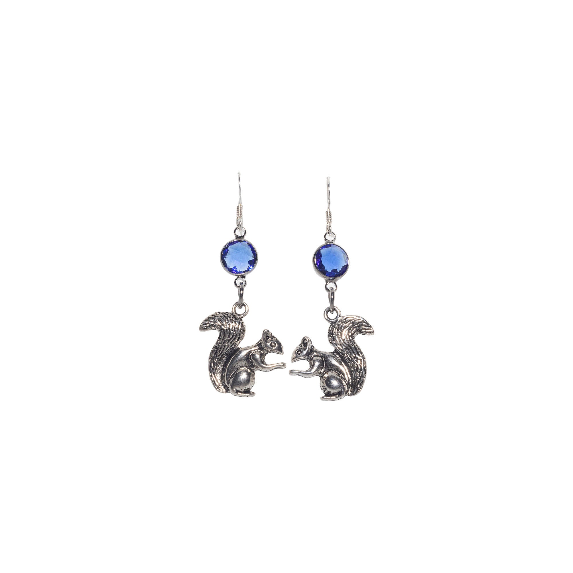 Personalised Squirrel Birthstone Charm Earrings