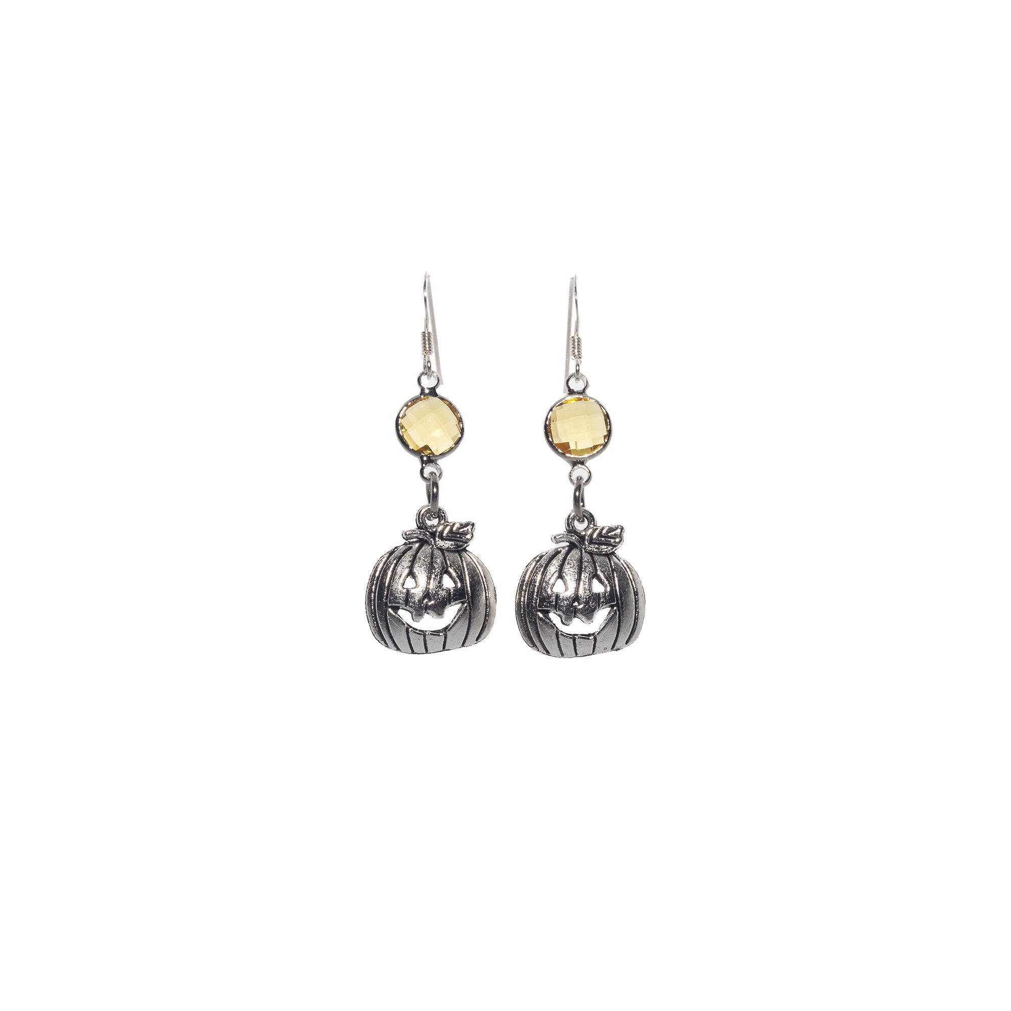 Personalised Pumpkin Birthstone Charm Earrings