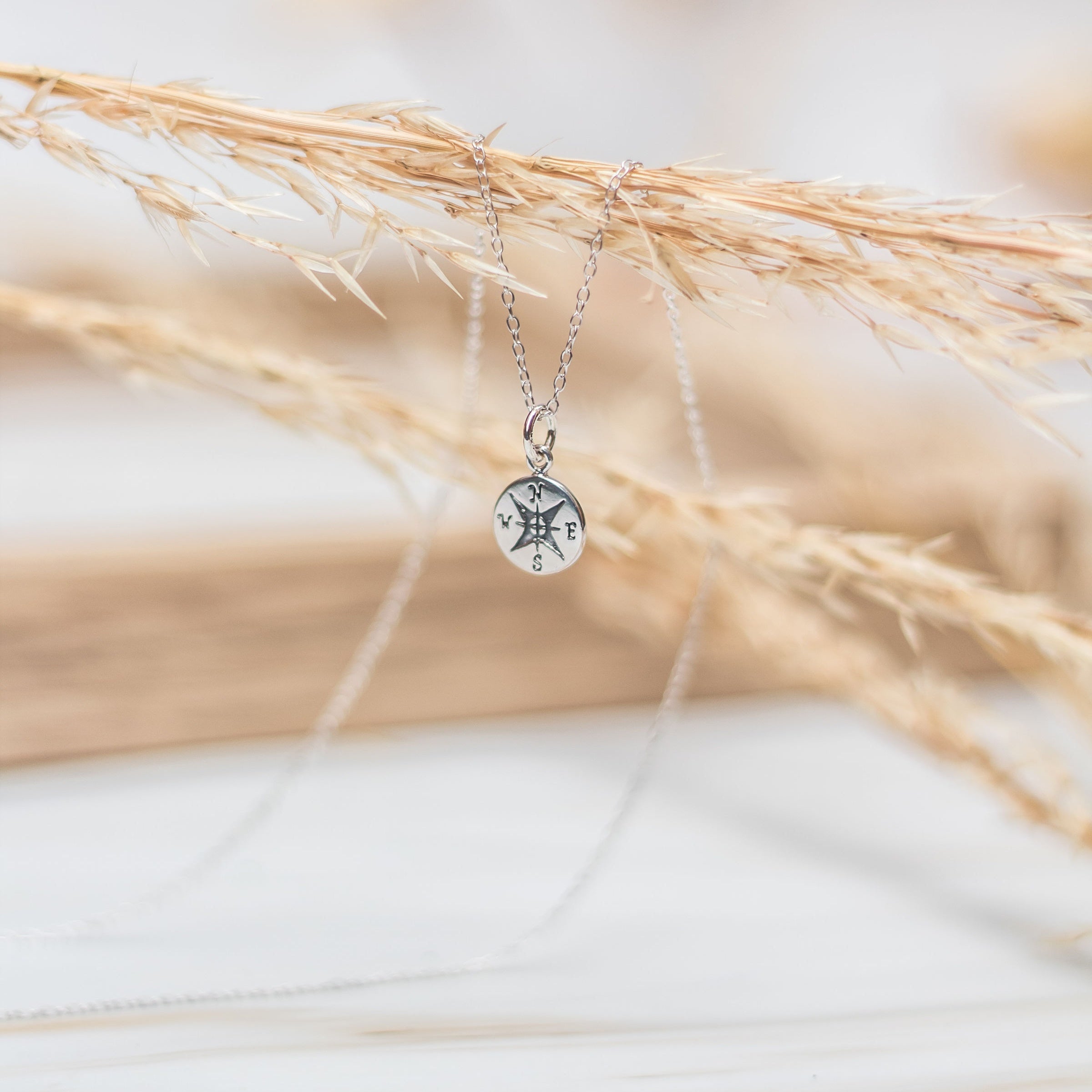 Sterling Silver Compass Necklace