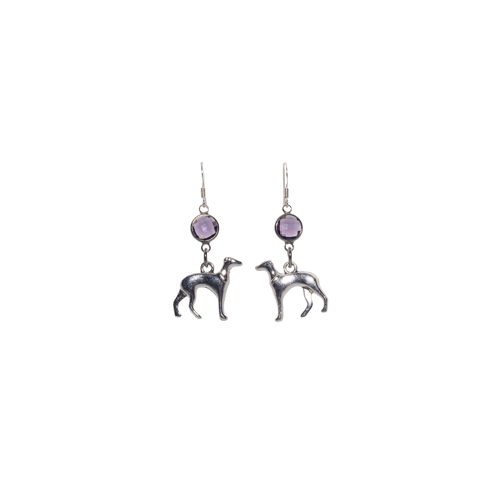 Personalised Greyhound Birthstone Charm Earrings