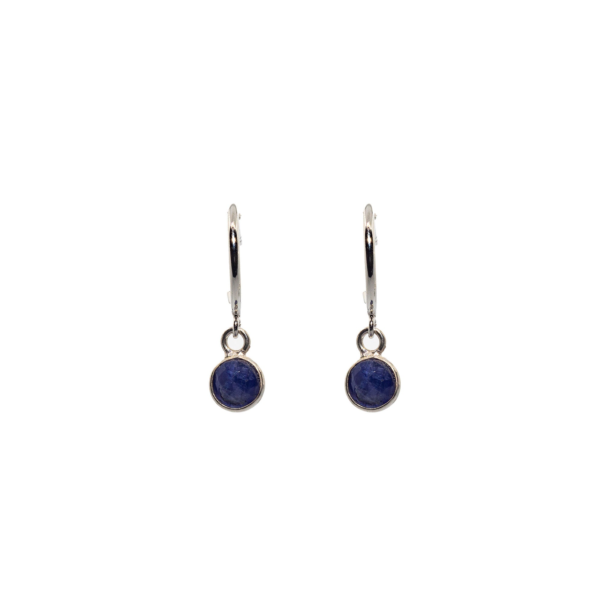 Sterling Silver Sapphire Hoop Earrings