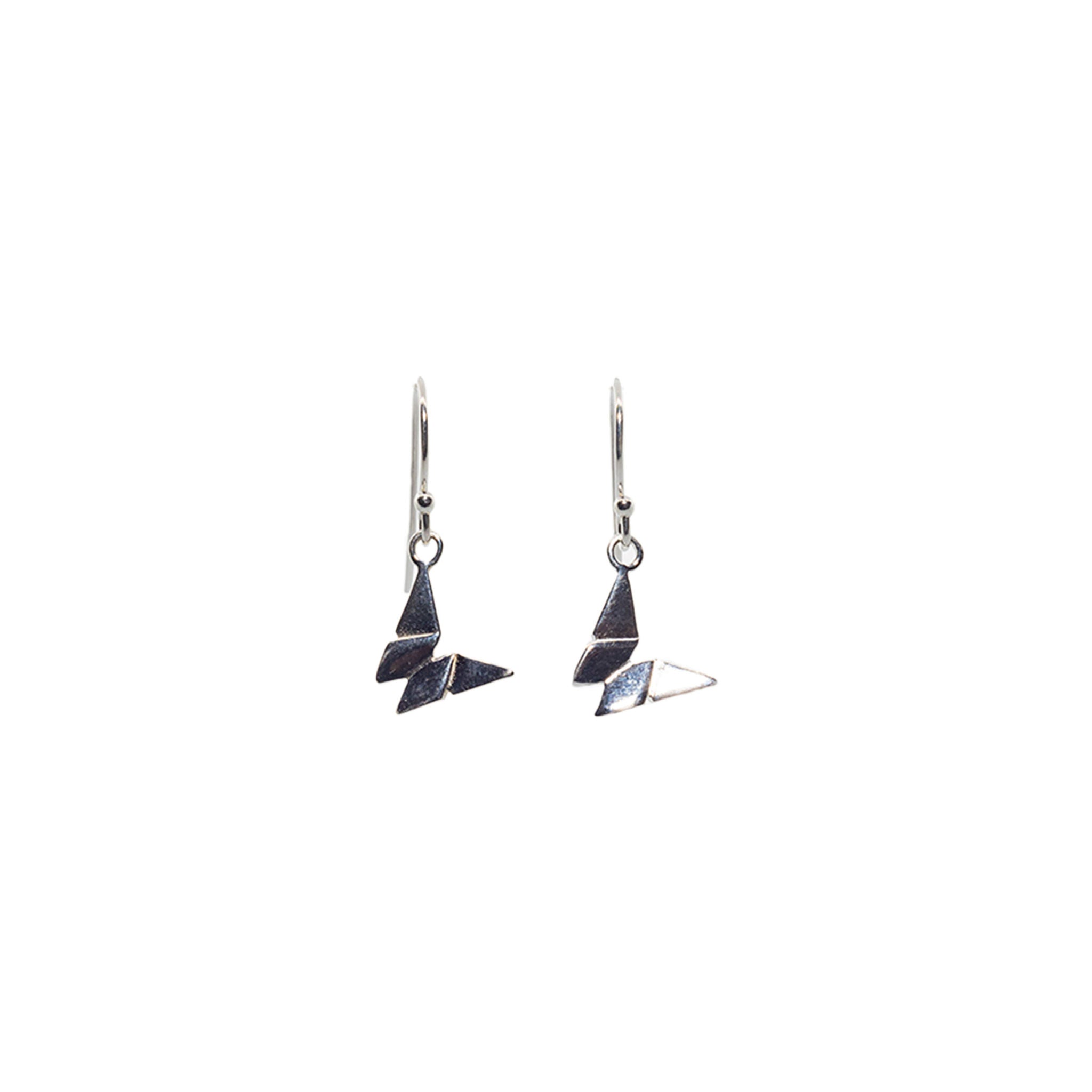 Sterling Silver Origami Butterfly Earrings
