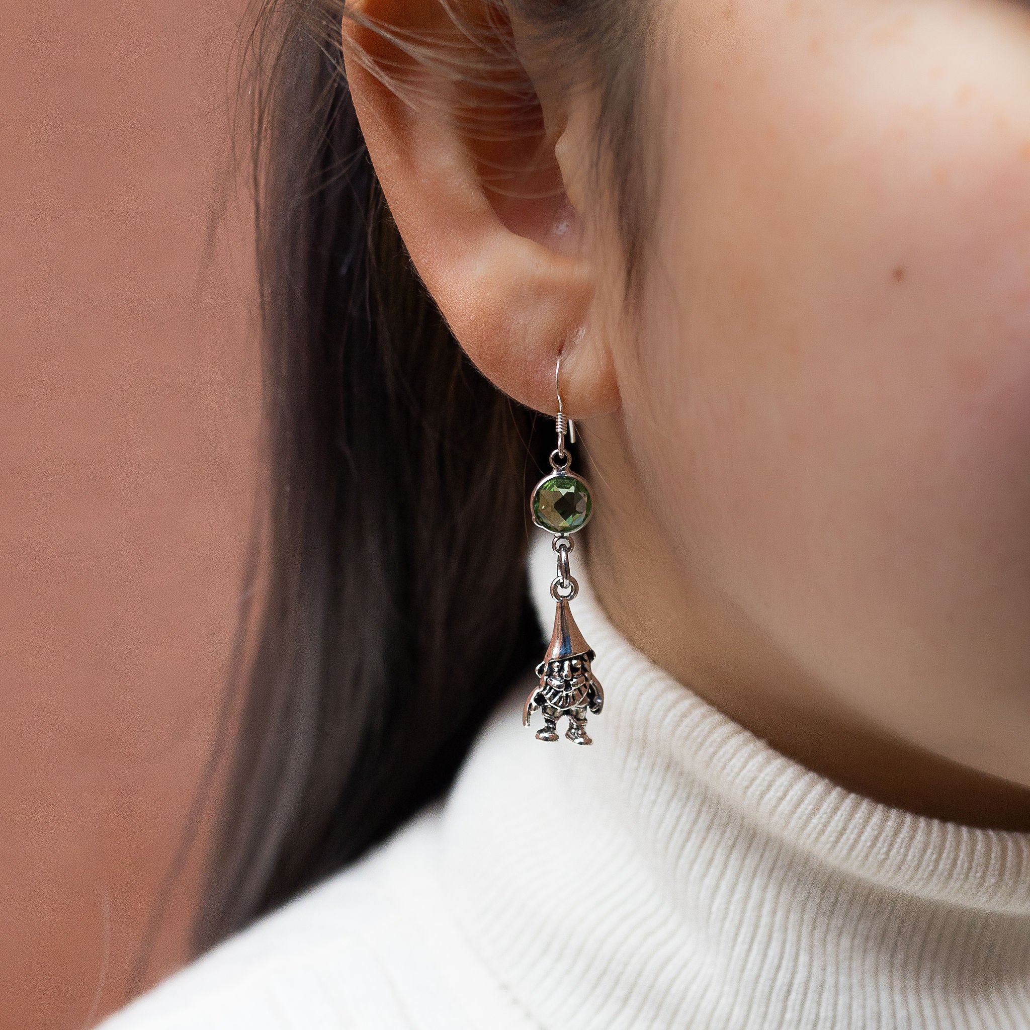 Personalised Gnome Birthstone Charm Earrings