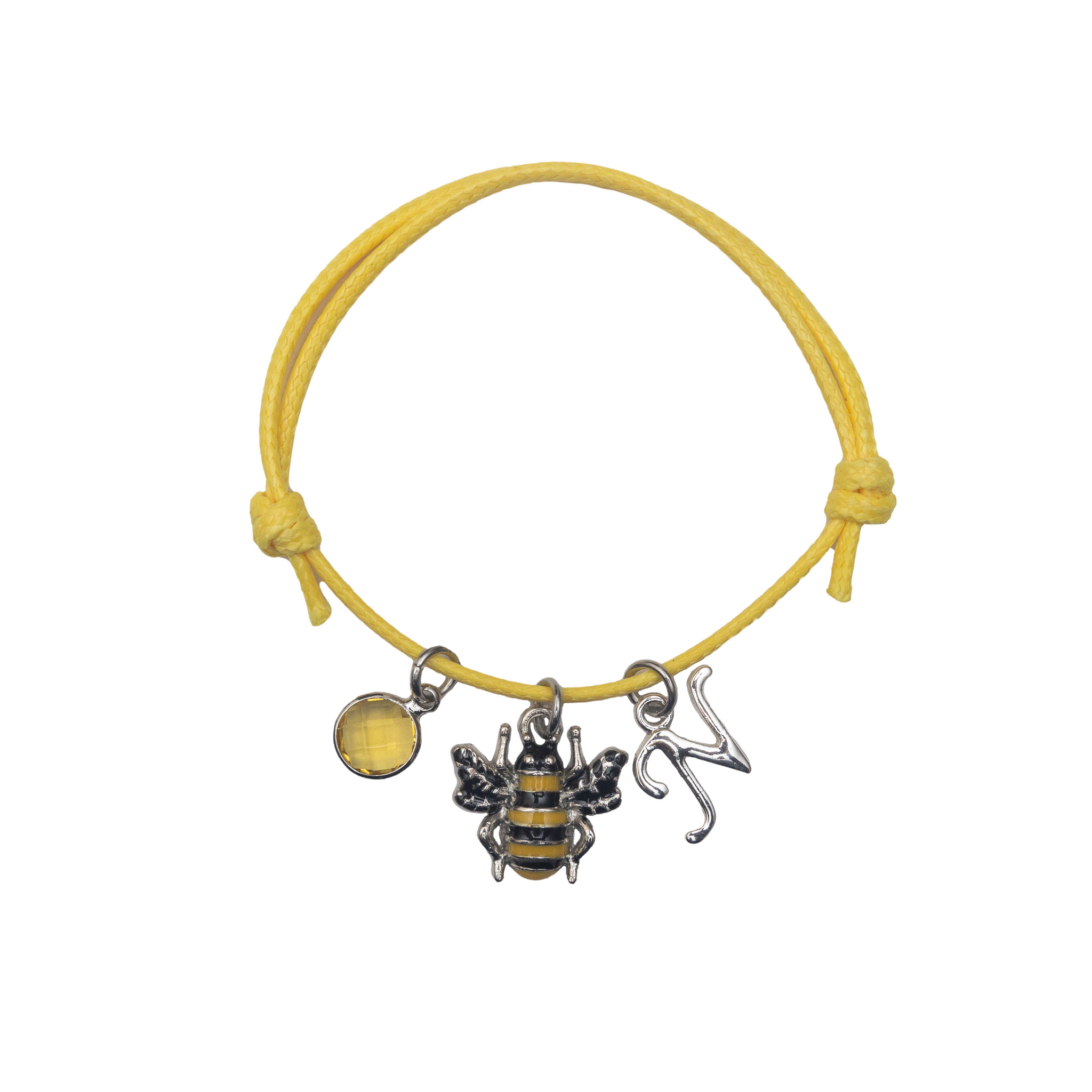 Personalised Bumble Bee Cord Bracelet