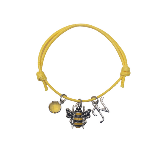 Personalised Bumble Bee Cord Bracelet