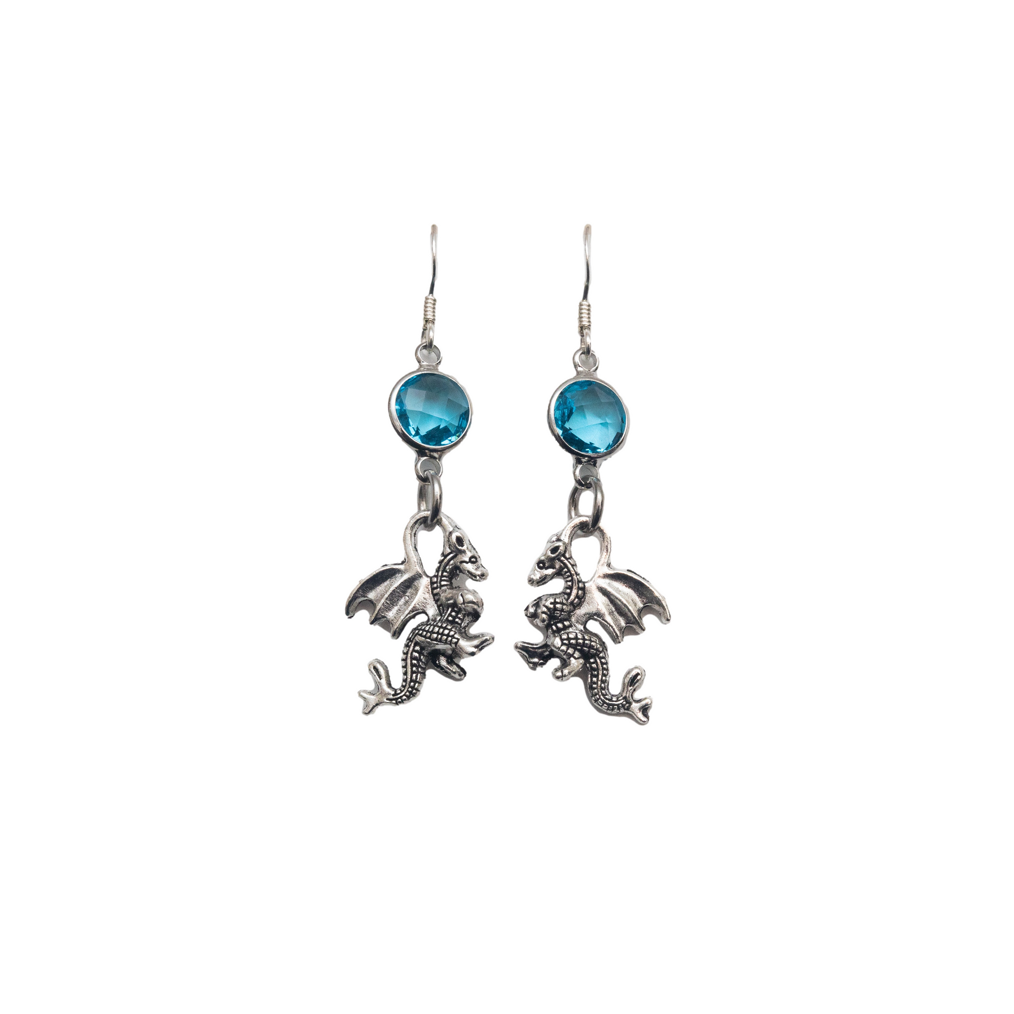 Personalised Dragon Birthstone Charm Earrings