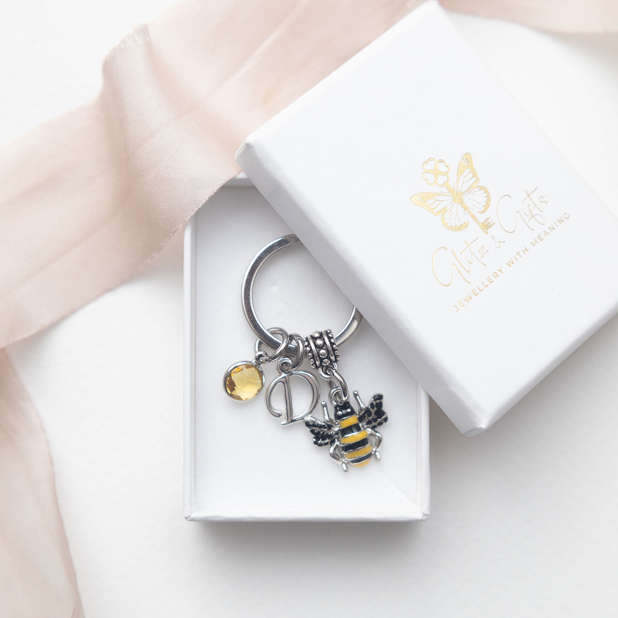 Personalised Bumble Bee Keyring