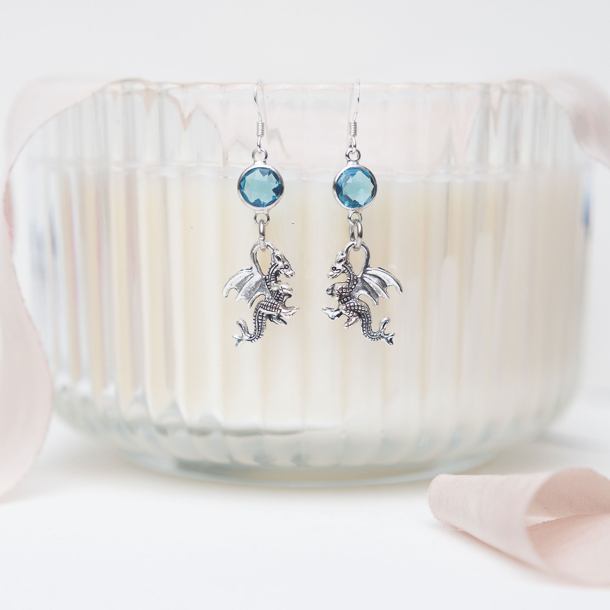 Personalised Dragon Birthstone Charm Earrings