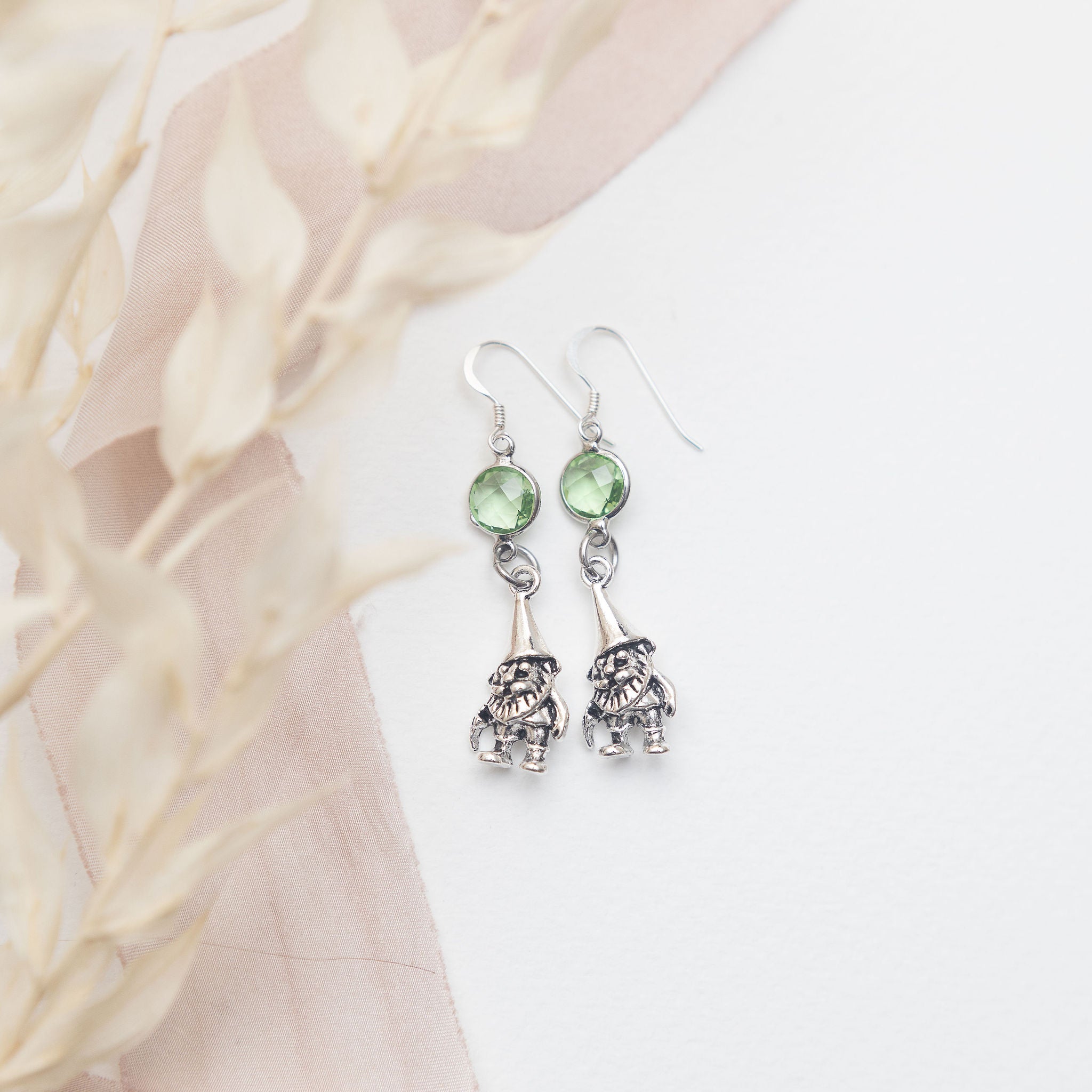 Personalised Gnome Birthstone Charm Earrings