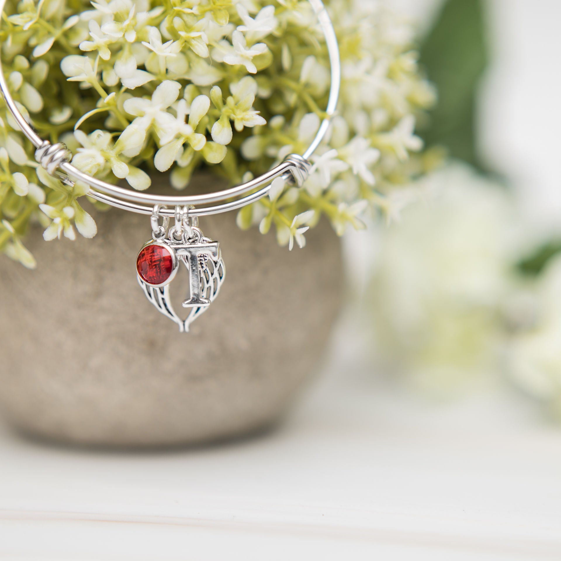 Personalised Angel Wing Bangle