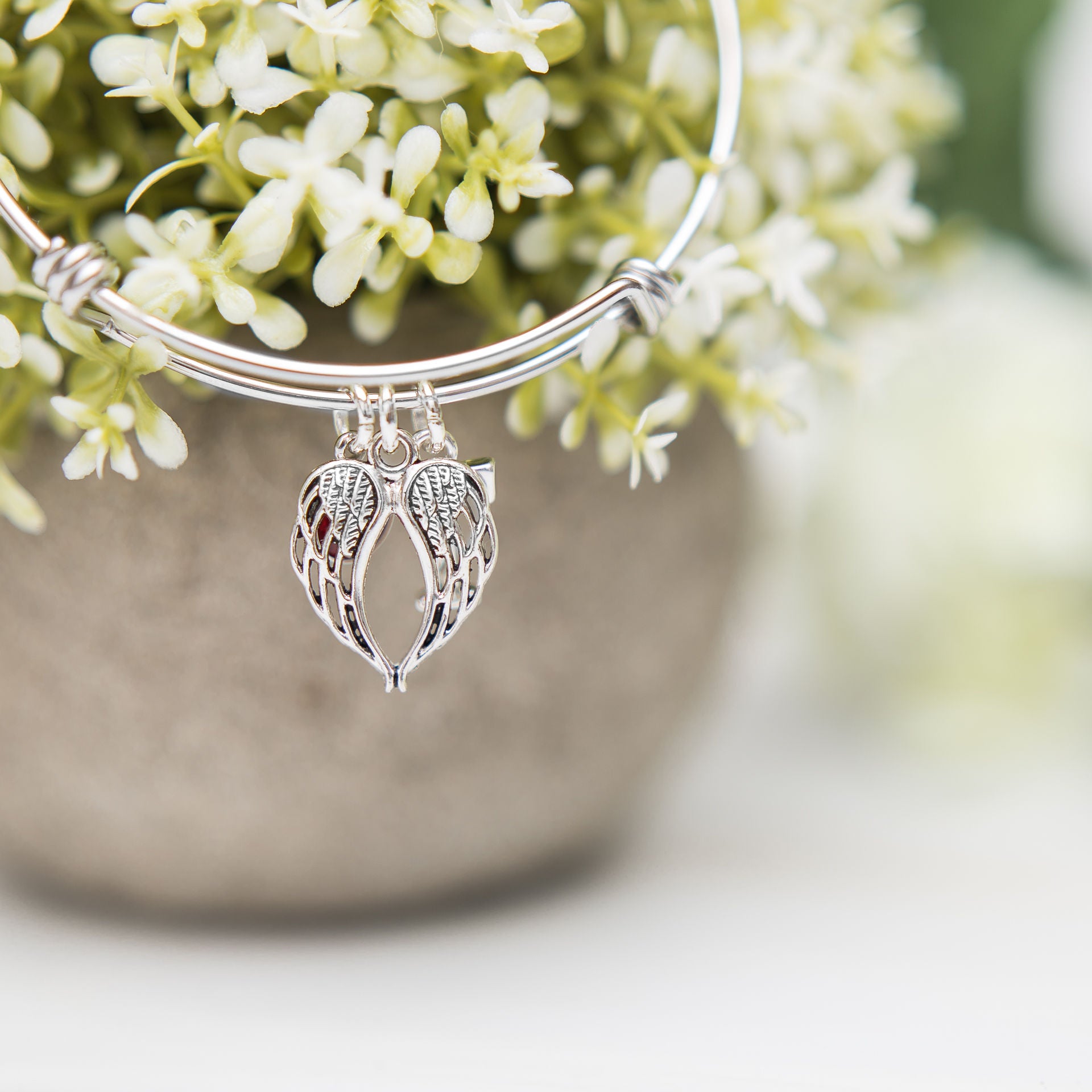 Personalised Angel Wing Bangle