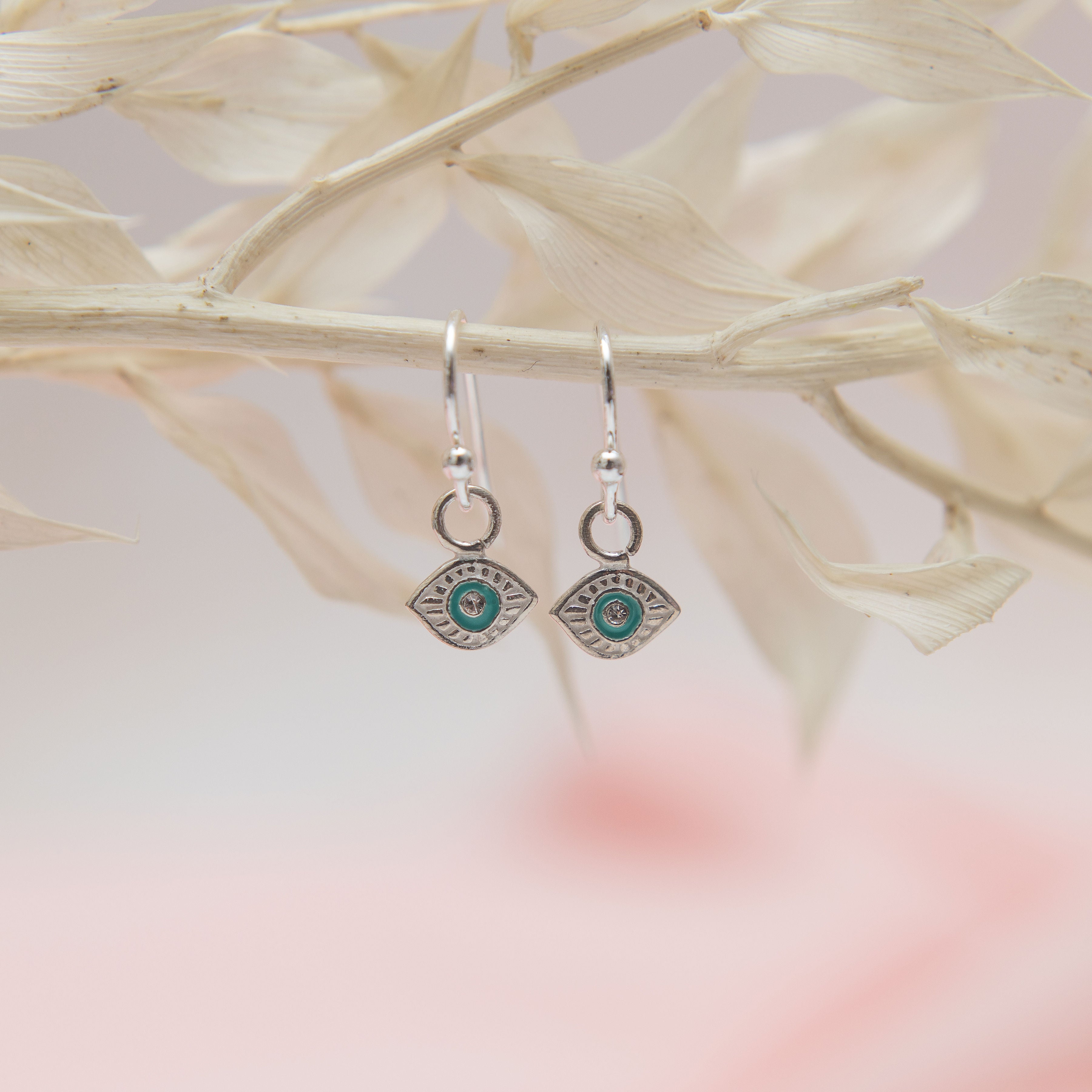 Sterling Silver Tiny Evil Eye Earrings