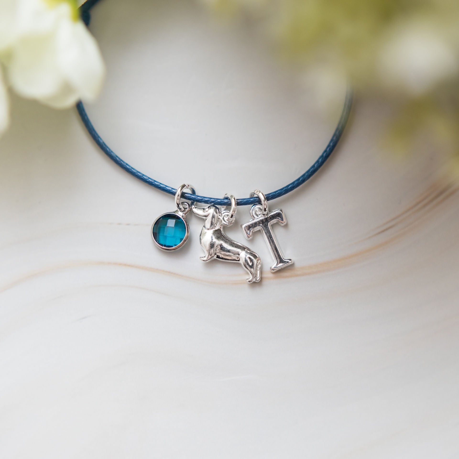Personalised Dachshund Cord Bracelet