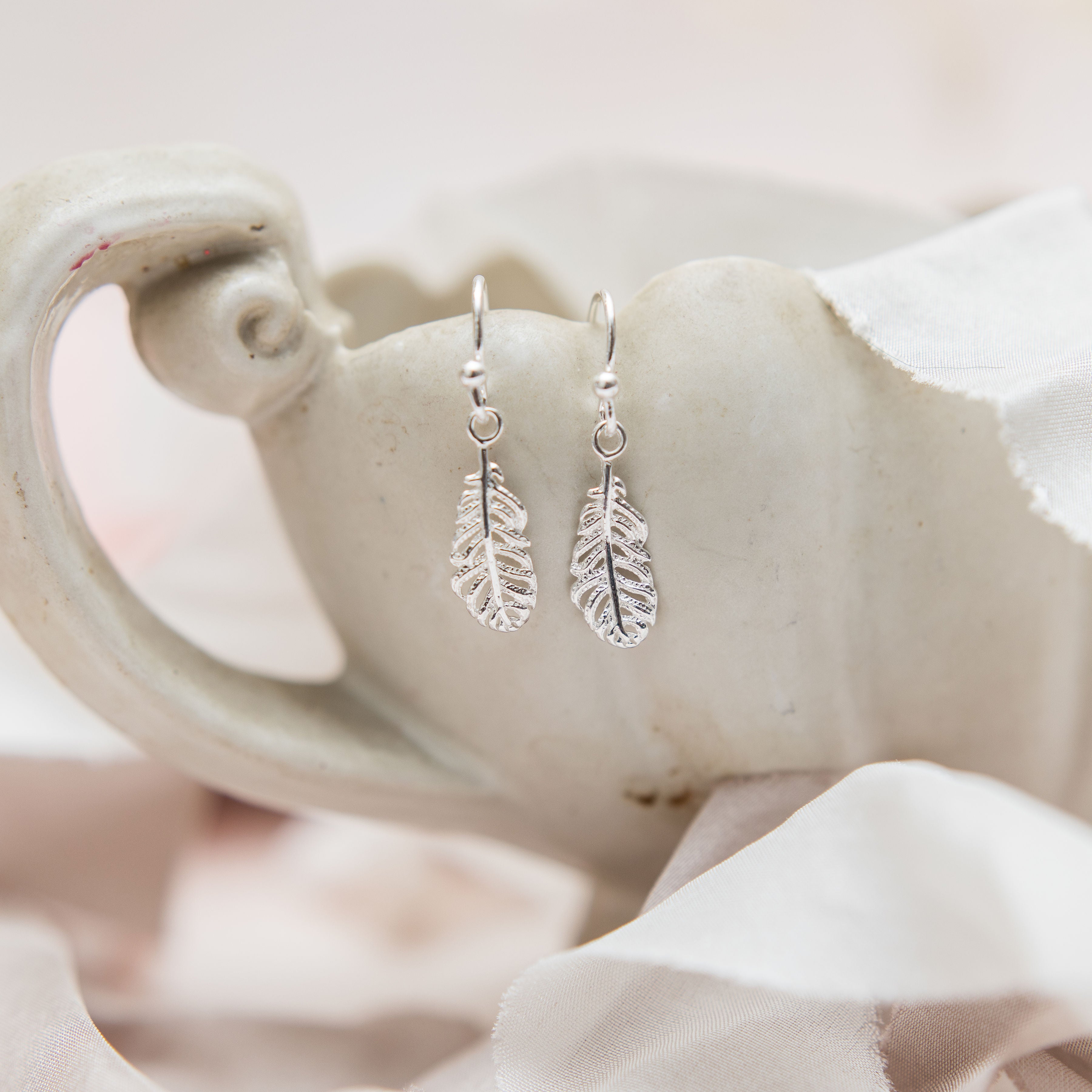 Sterling Silver Feather Earrings