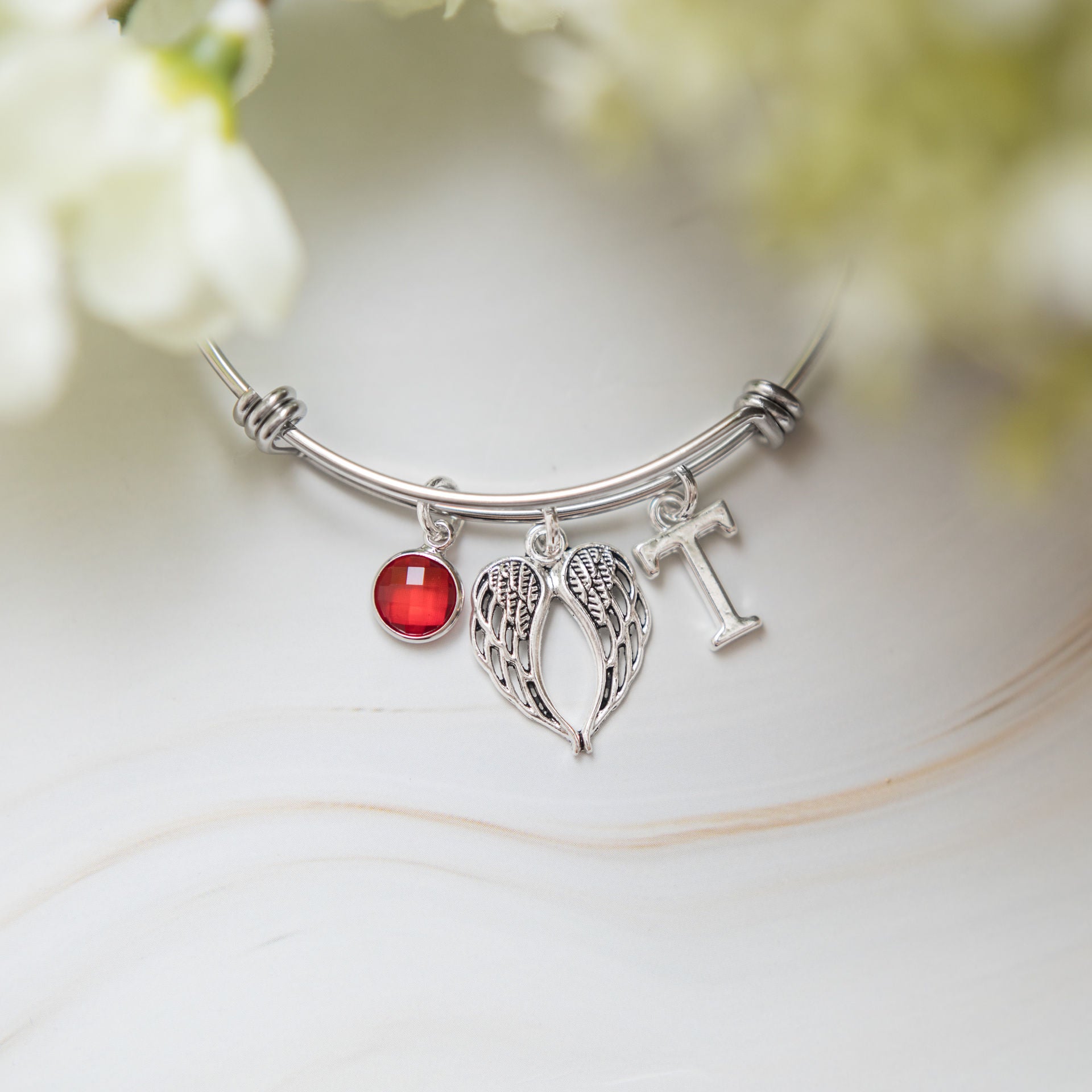 Personalised Angel Wing Bangle
