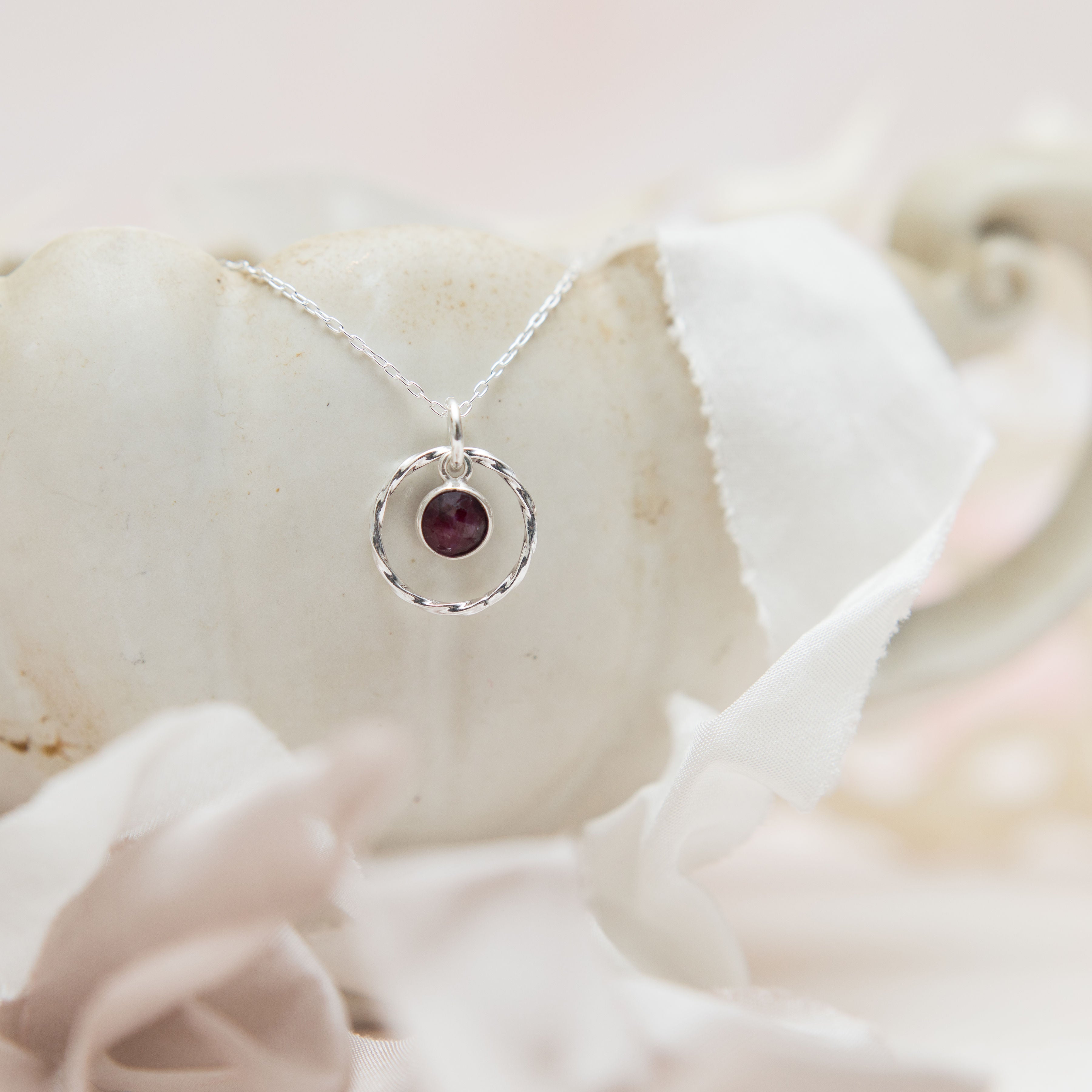 Sterling Silver Ruby Necklace