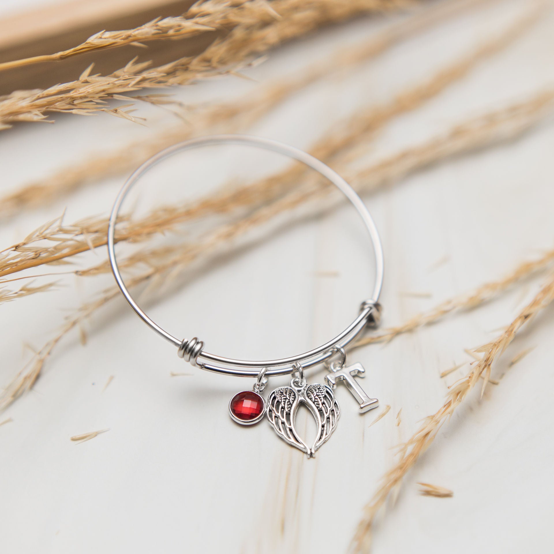 Personalised Angel Wing Bangle