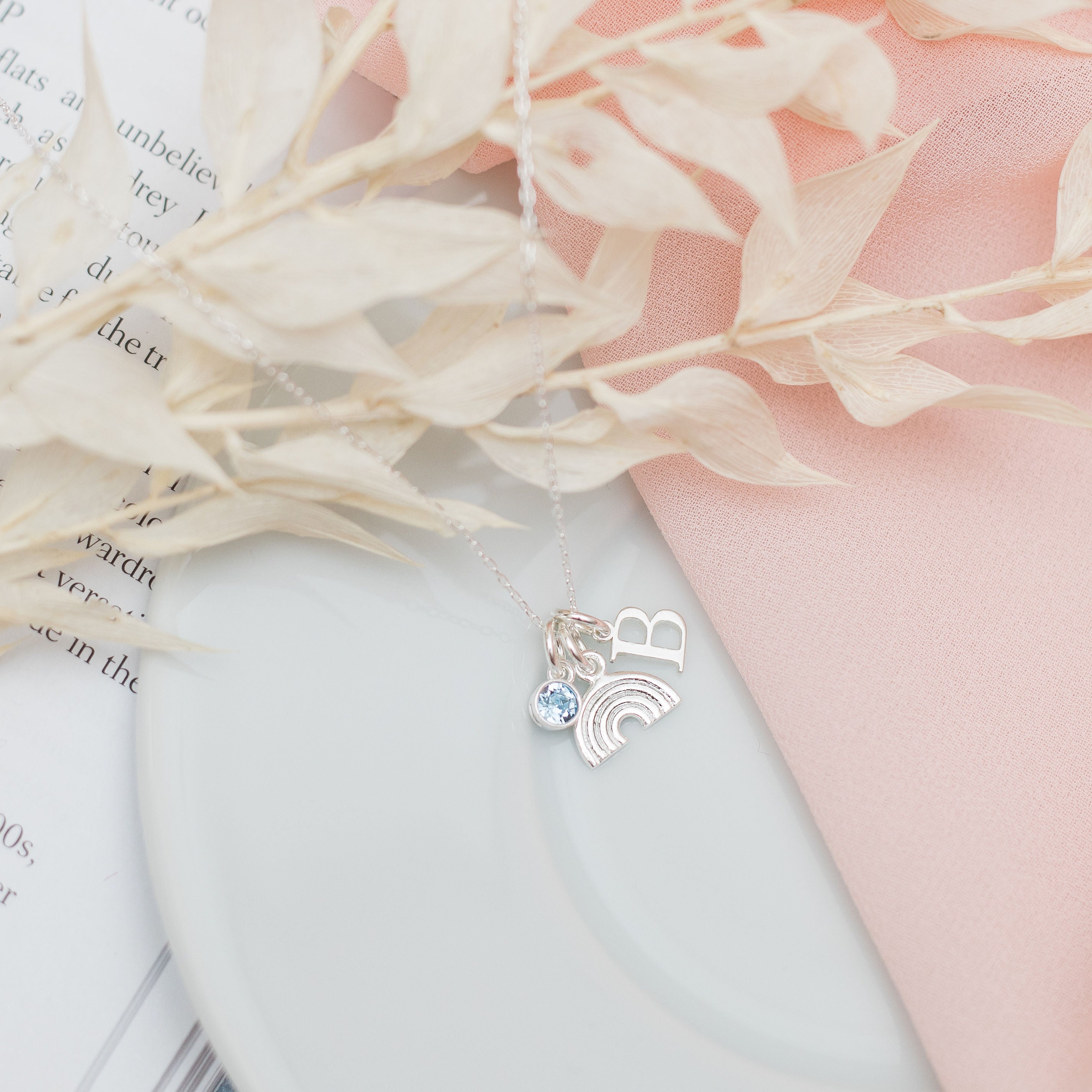 Sterling Silver Personalised Rainbow Necklace