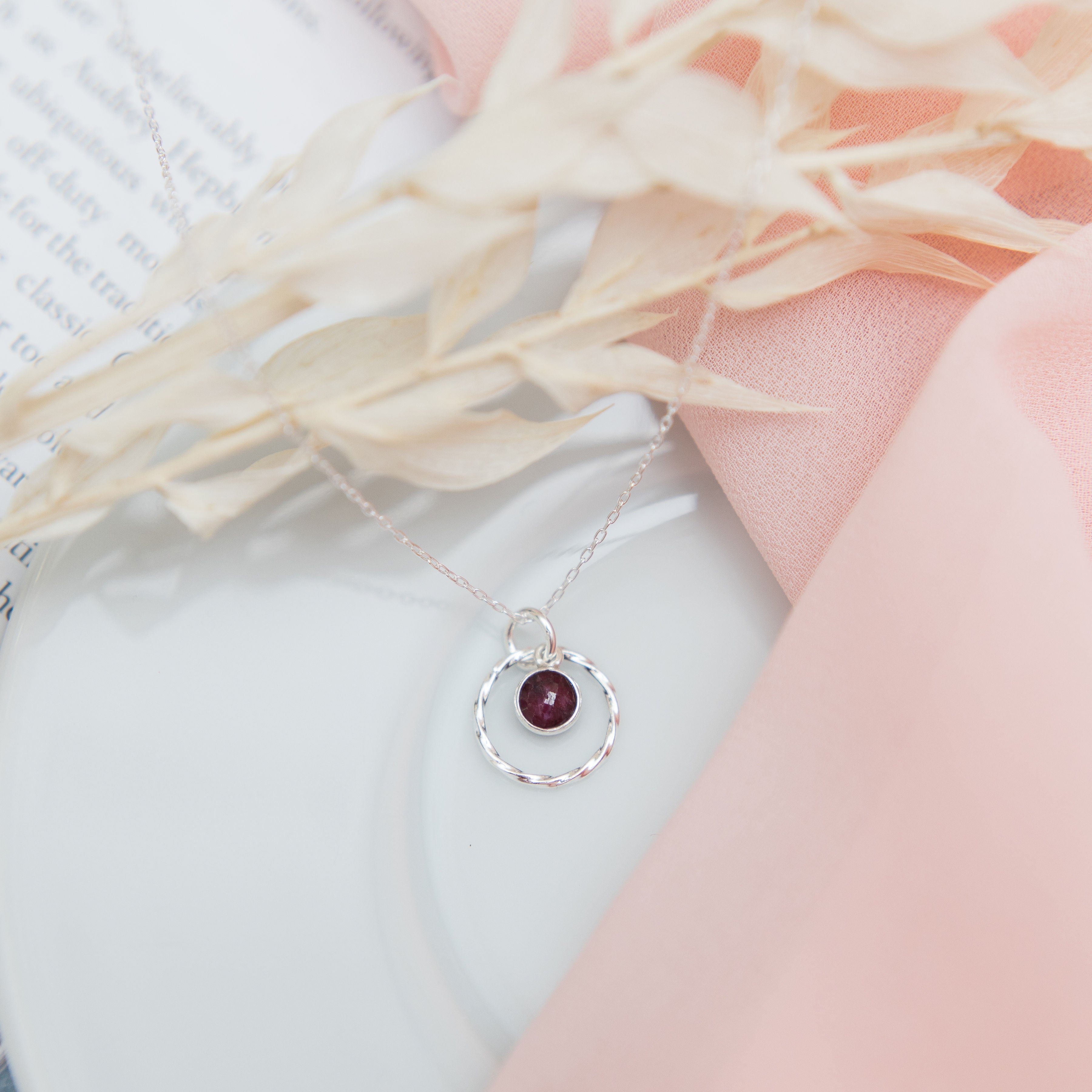 Sterling Silver Ruby Necklace