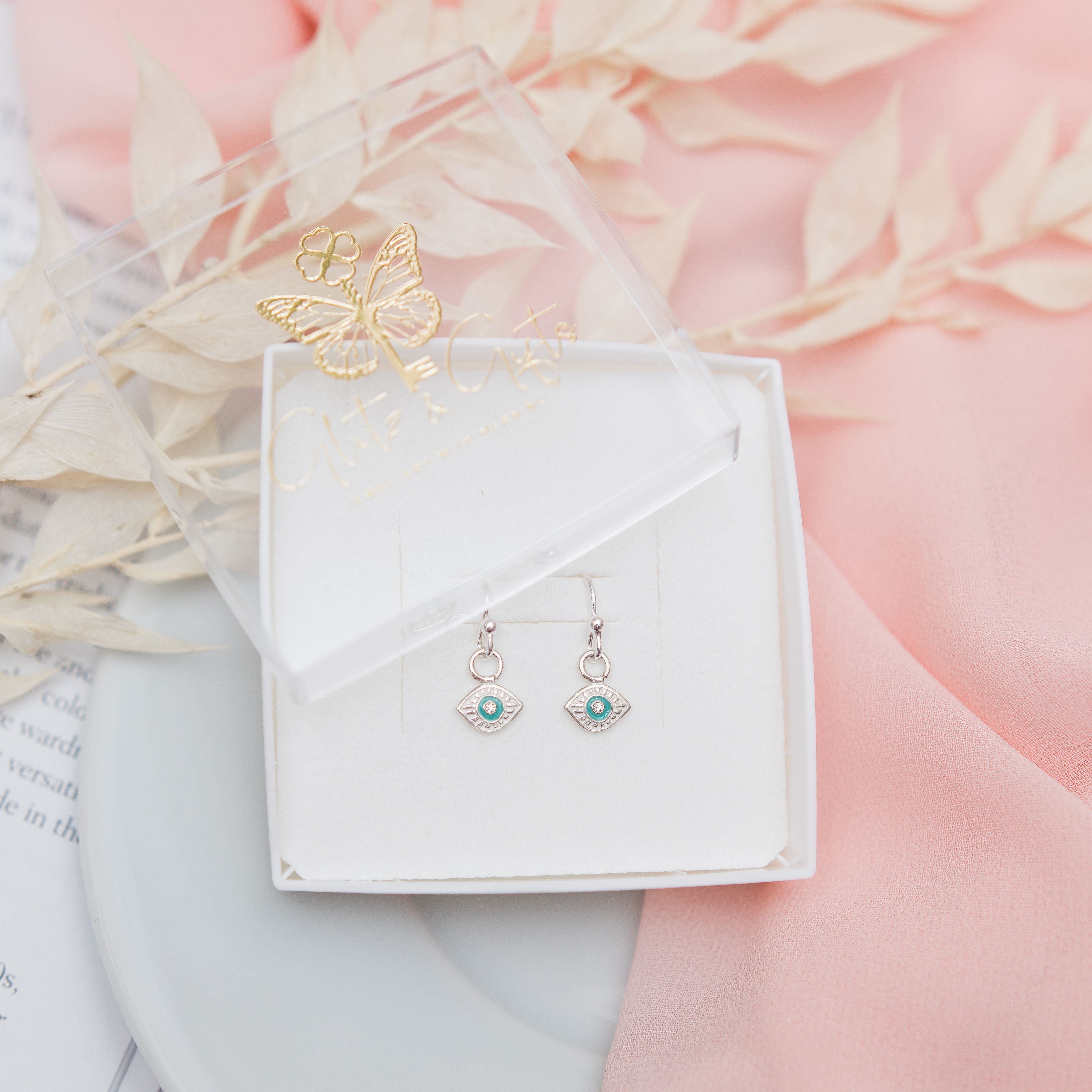 Sterling Silver Tiny Evil Eye Earrings