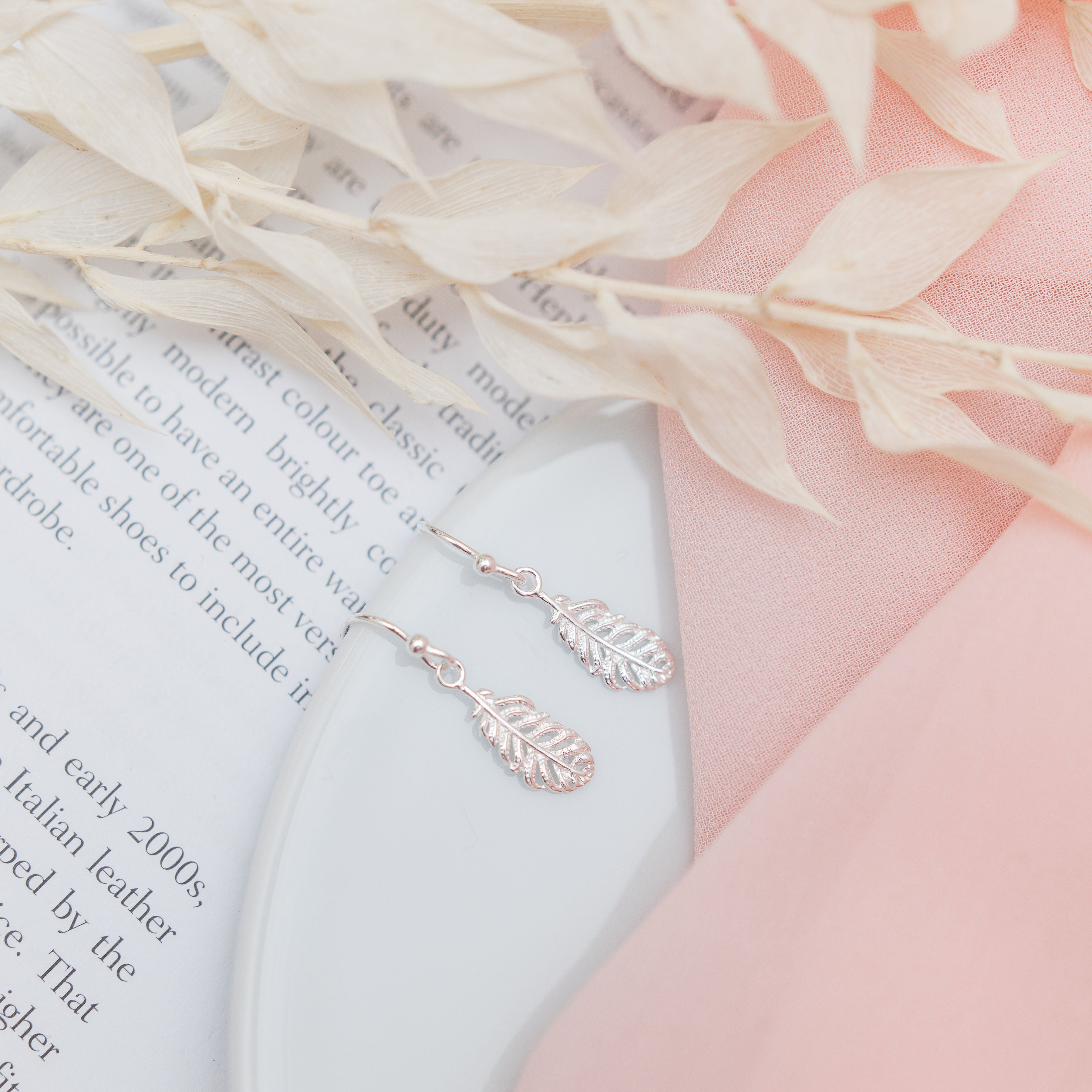 Sterling Silver Feather Earrings