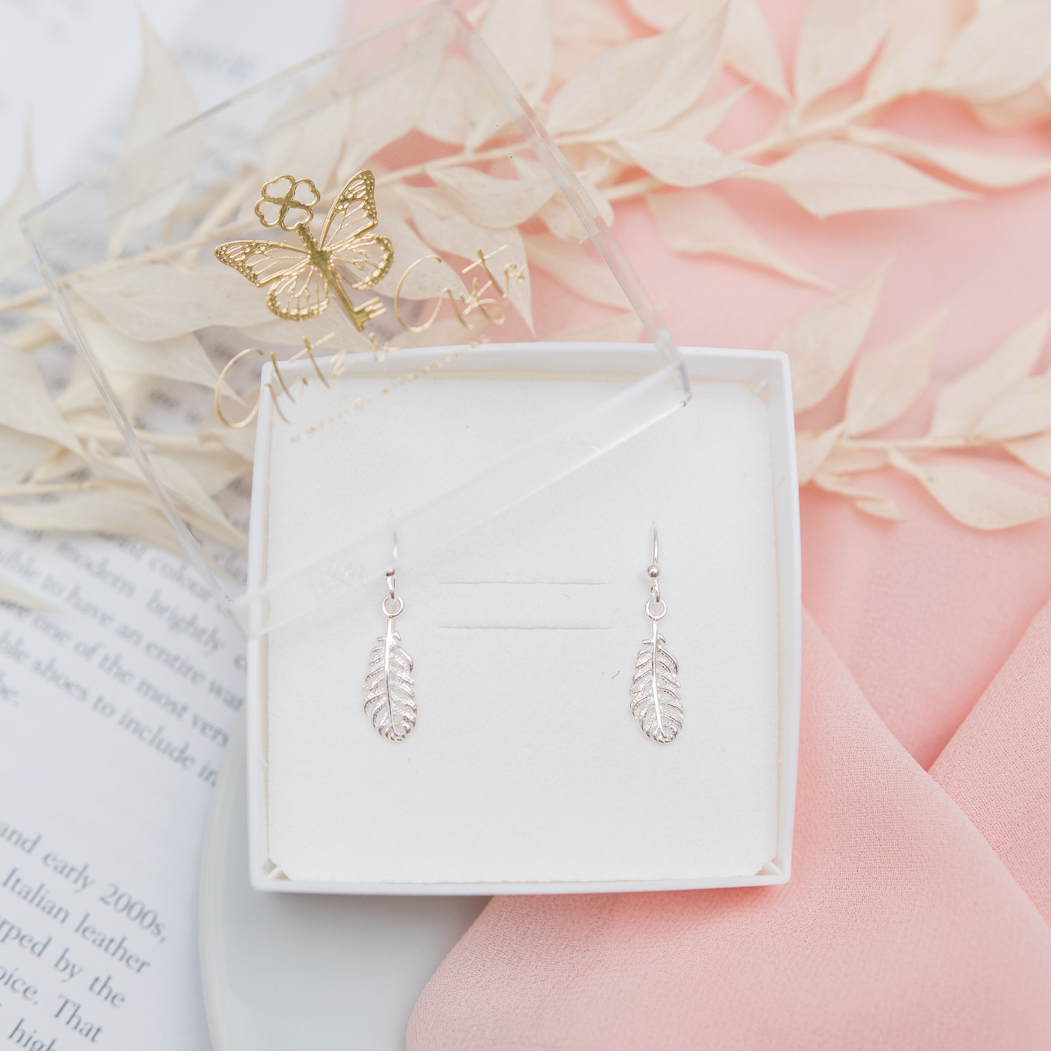 Sterling Silver Feather Earrings