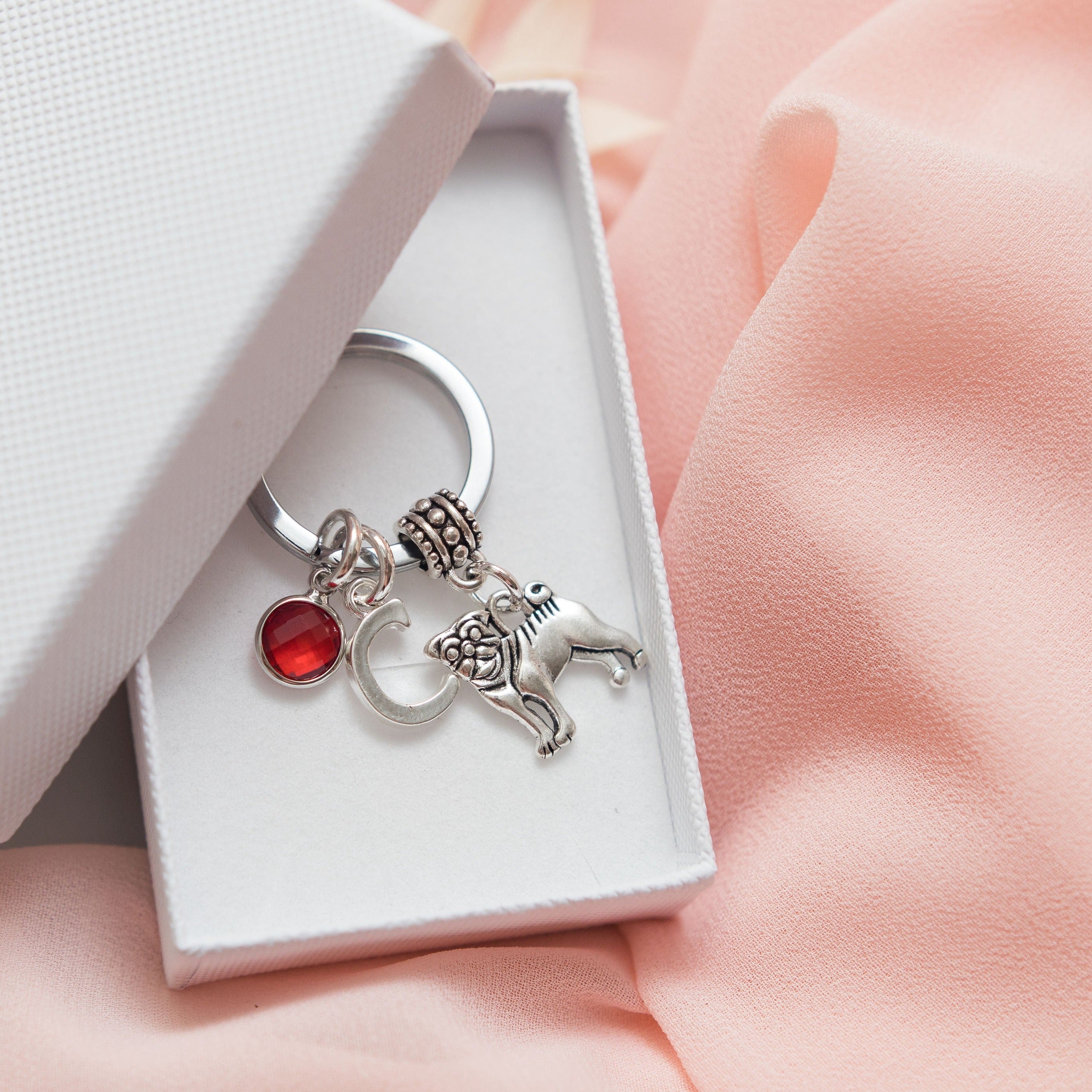 Personalised Pug Dog Keyring