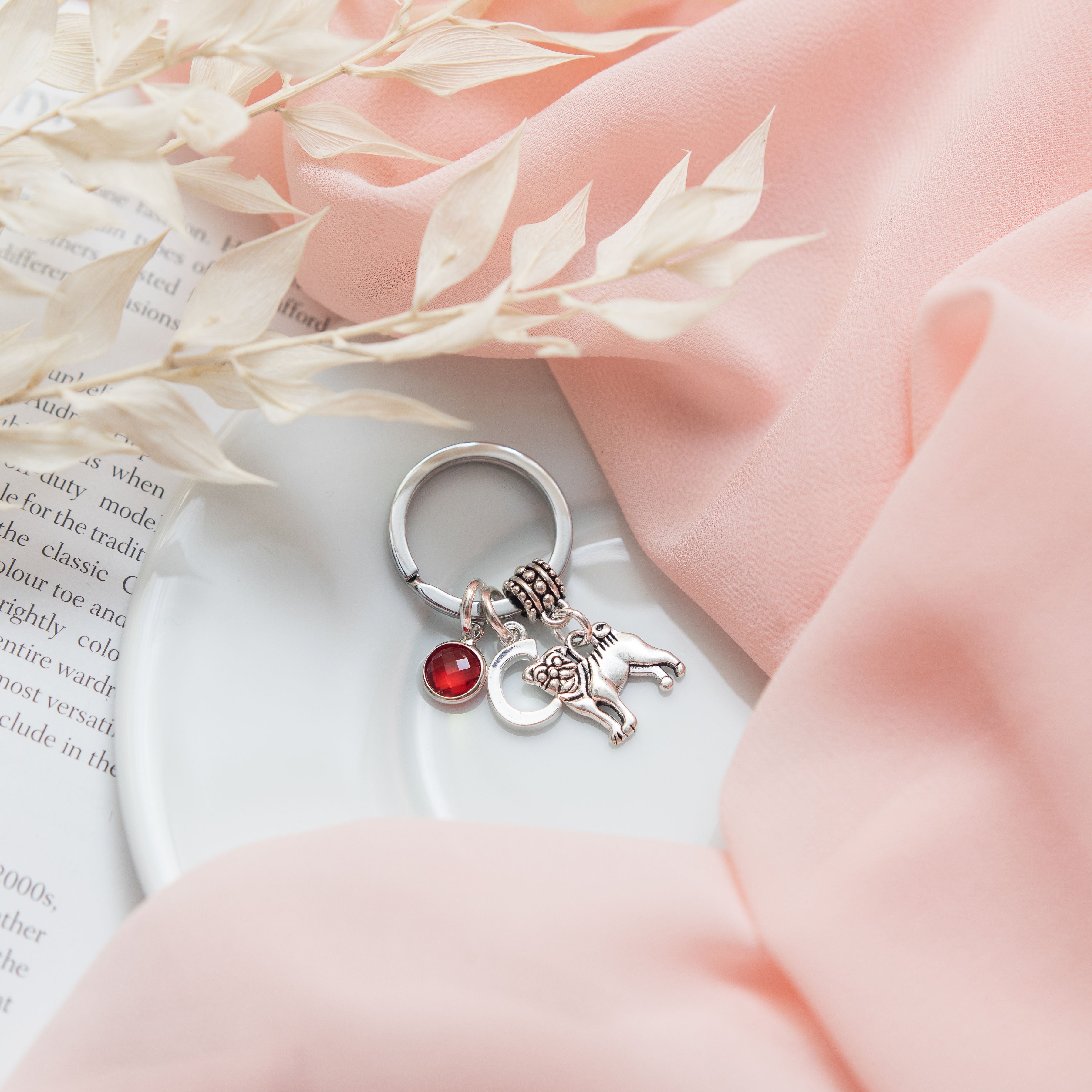 Personalised Pug Dog Keyring